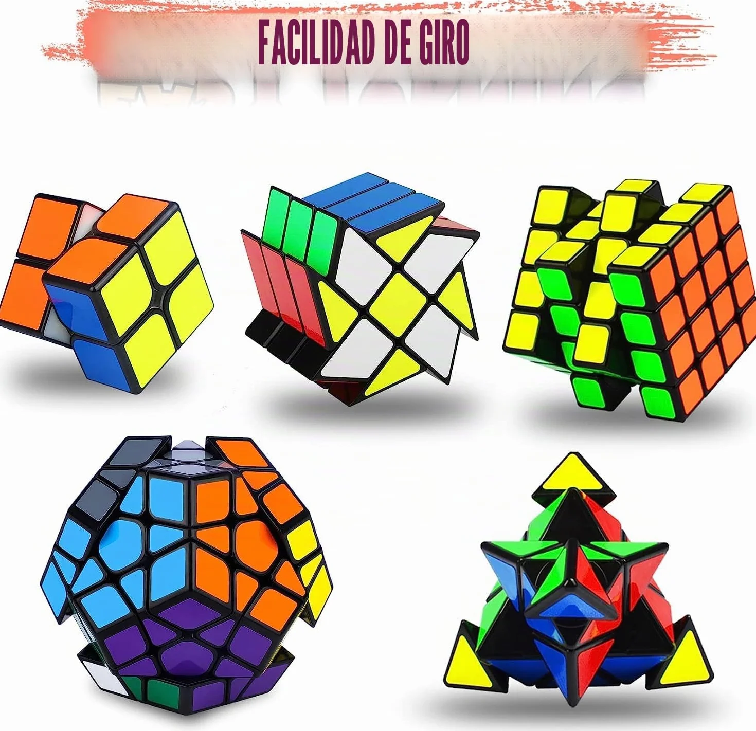 Coolzon Cubo Magico Set, Magic Cube Set de 5 Cubos Mágicos, Juego de Cubos Mágicos de Velocidad 2x2 4x4 Fenghuolun Pyraminx Pyramid Megaminx Fenghuolun Puzzle Cube Toy Presente para Niños Adultos