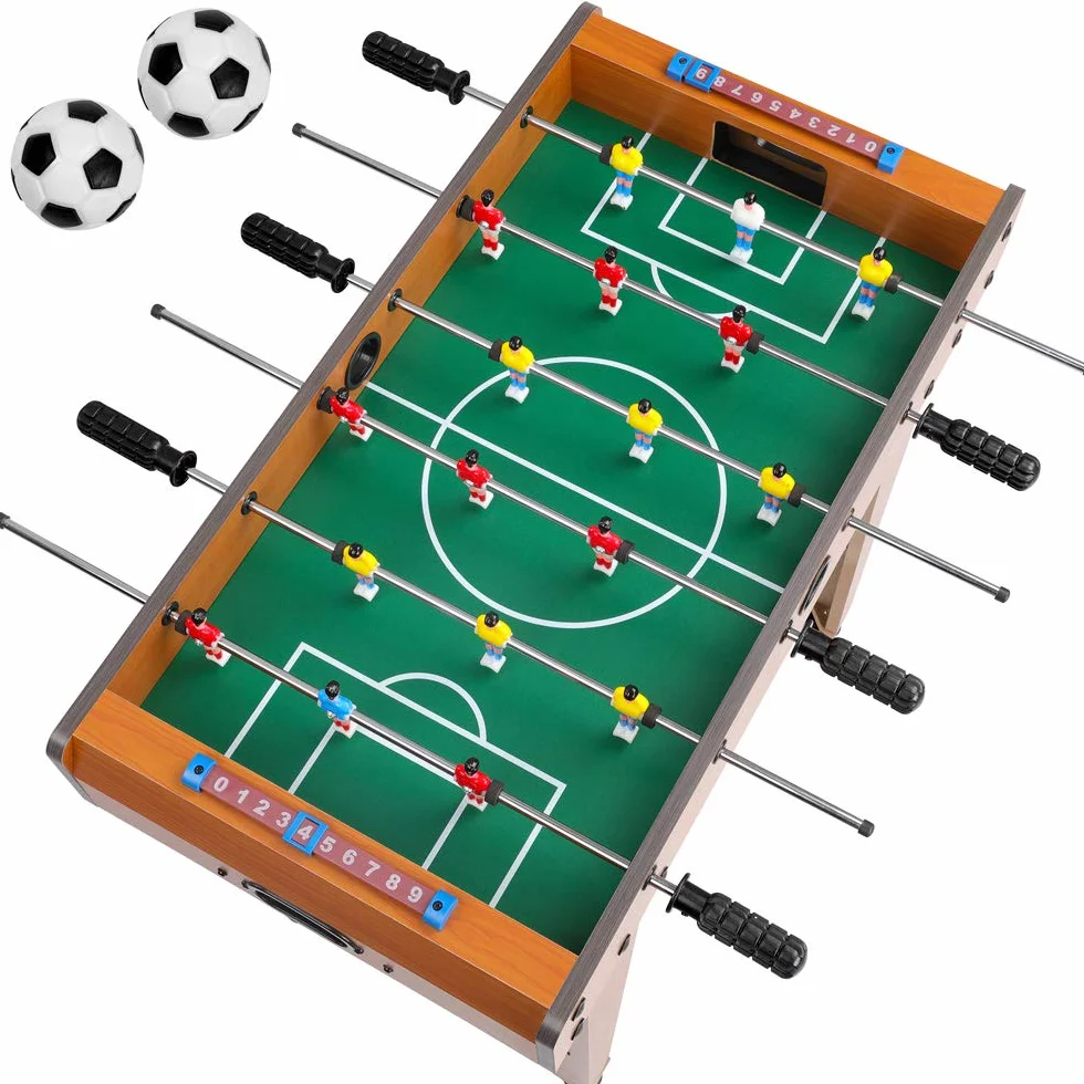 Spielwerk® Futbolín Infantil para Niños, Fútbol, Marcadores Manuales, Futbolines de Madera, Juego de Mesa Interior Exterior, 69x37x62cm, Juguete Interactivo, Mesas de Futbolín