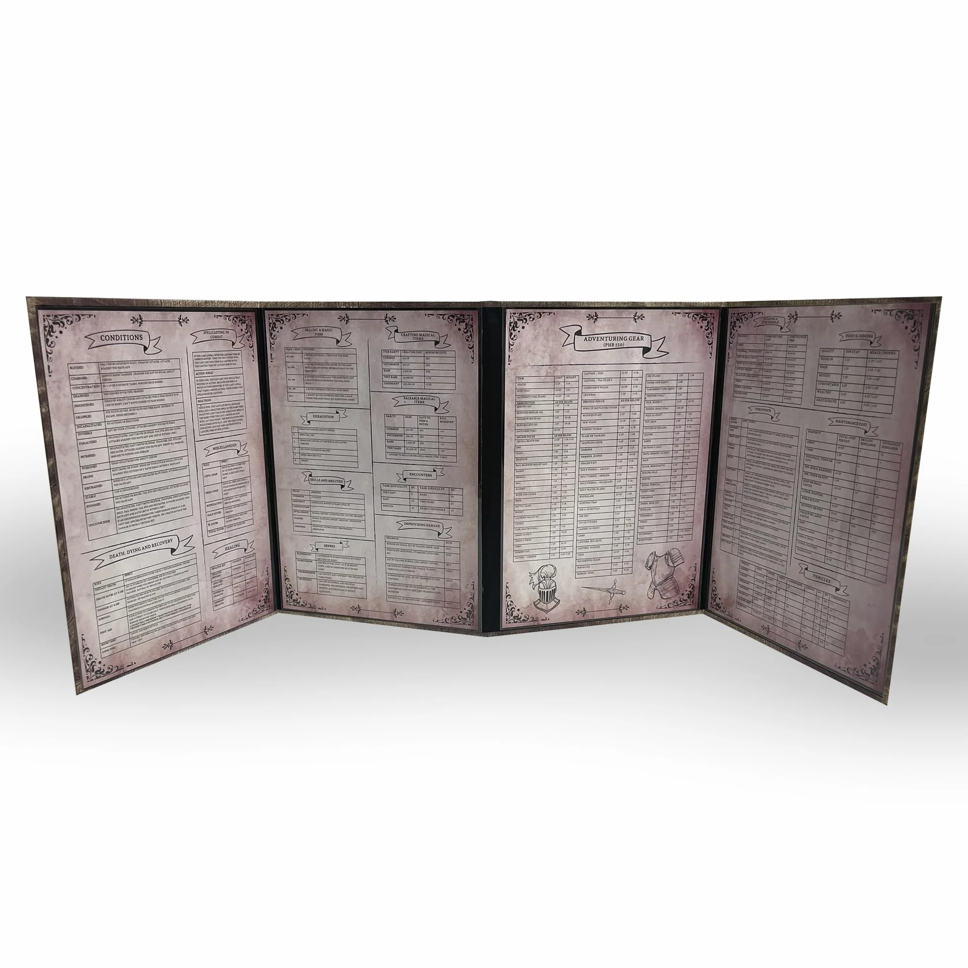 Pantalla Dungeon Master - DOJA Hobbies - DM Screen Plegable 4 Paneles Acabado Liso, con Bolsillos y Plantillas Incluidas Personalizables, Accesorio para Dungeons and Dragons y Juegos de rol