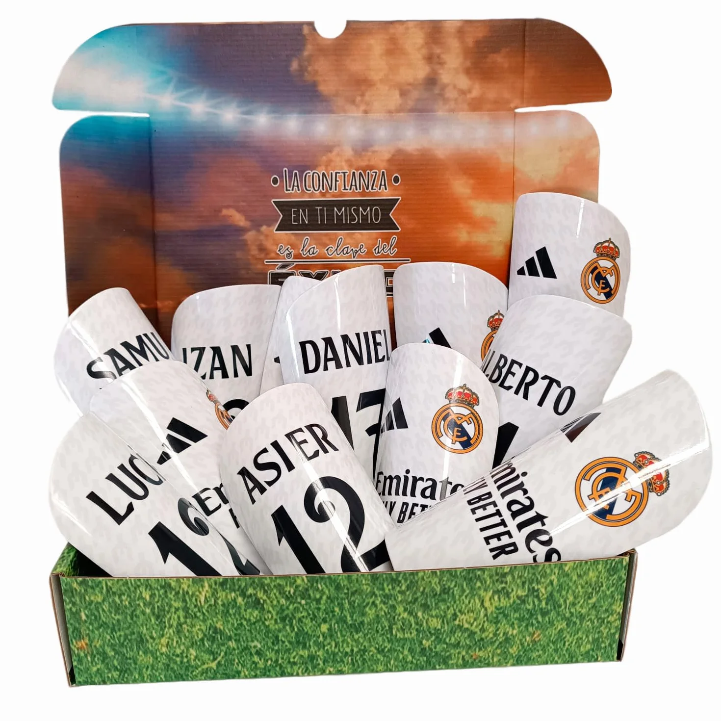 Espinilleras Personalizadas Futbol con Nombre y Dorsal para Niños y Adultos
