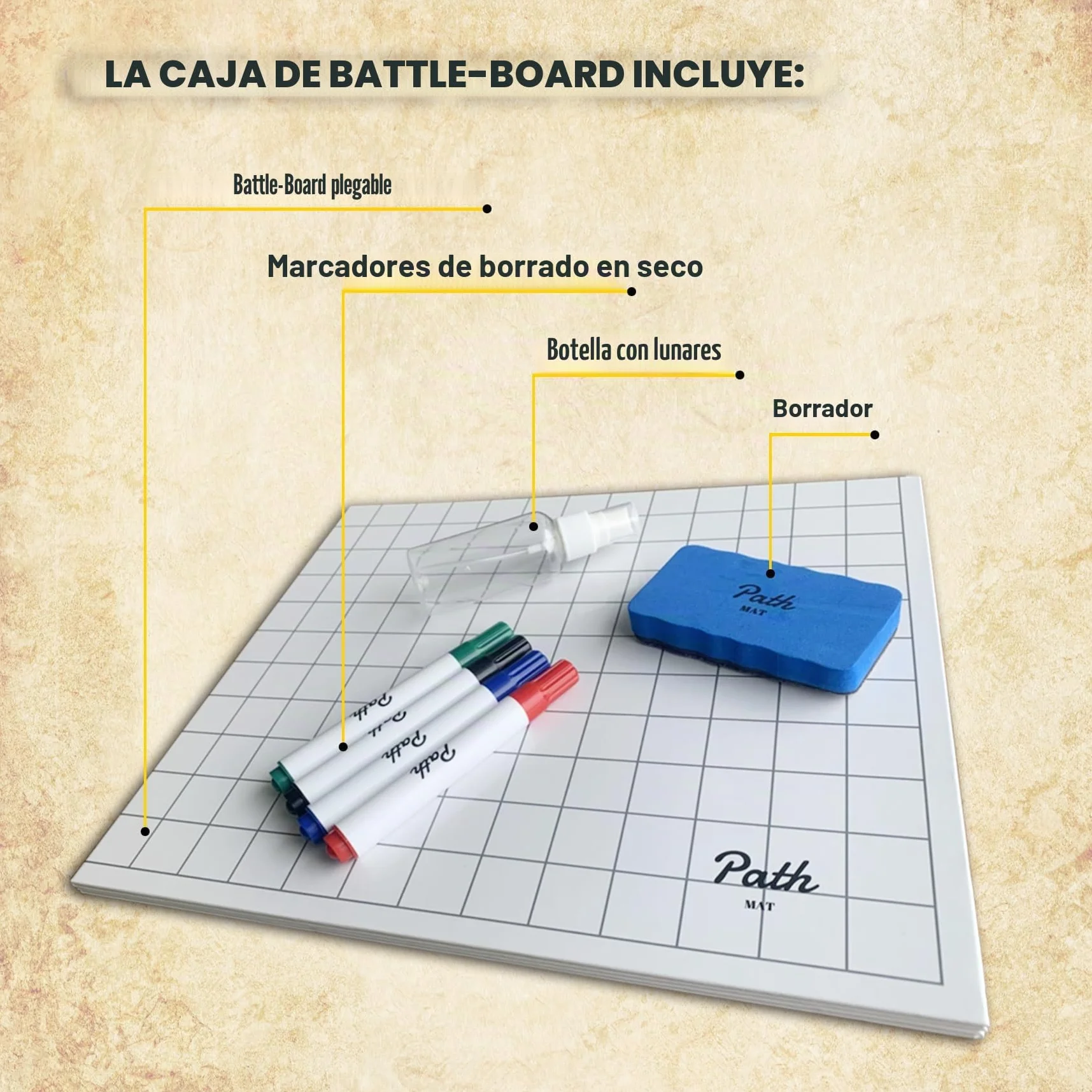 Alfombrilla de juego de batalla de doble cara para DND - Mapa de juego RPG de mesa. Ideal para Dungeons and Dragons, Pathfinder, Warhammer y otros juegos de rol de mesa
