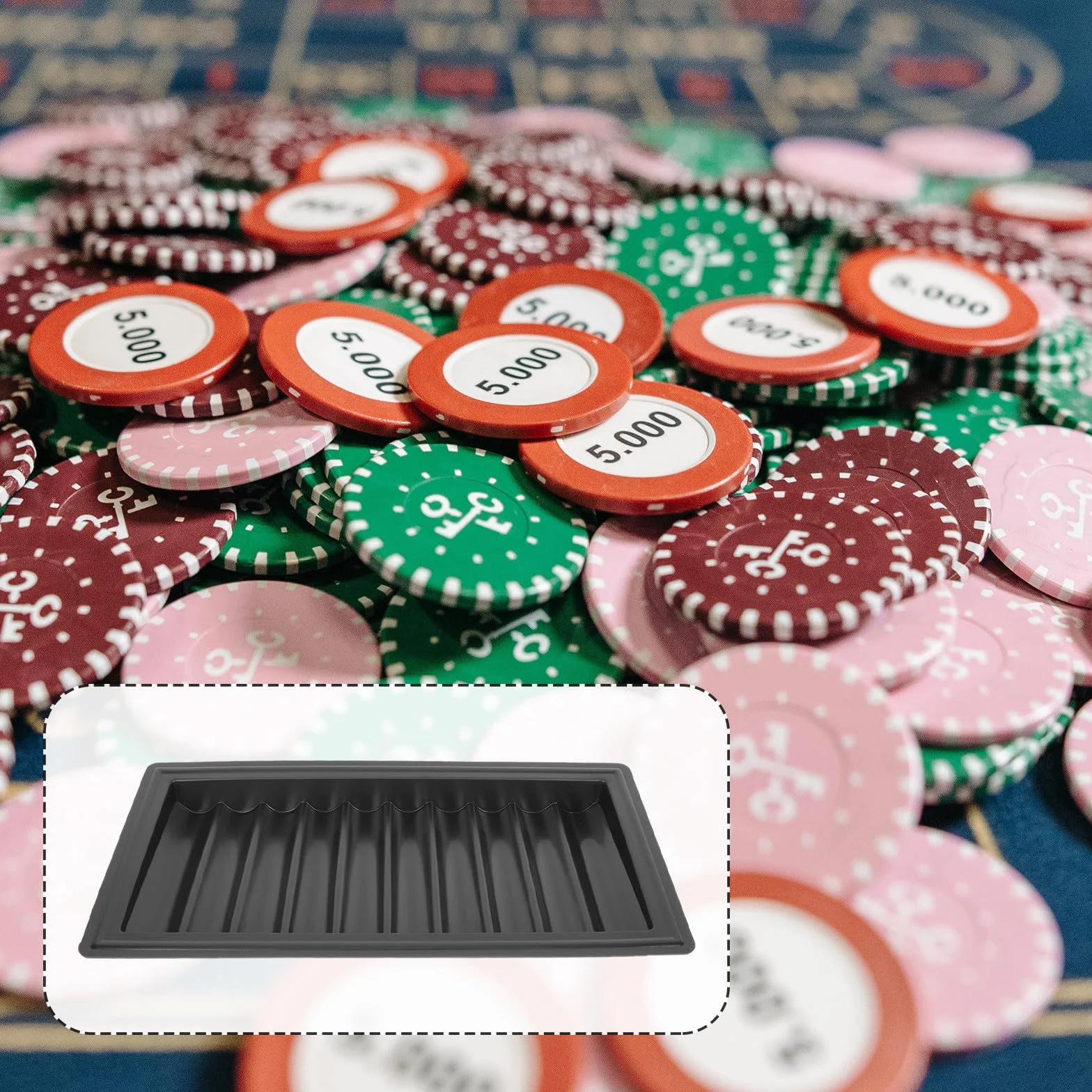 BESPORTBLE Portafichas De Póquer Plástico 500 Piezas Bandeja Organizadora Resistente para Juego De Poker Almacenamiento De Chips para Jugadores Casa