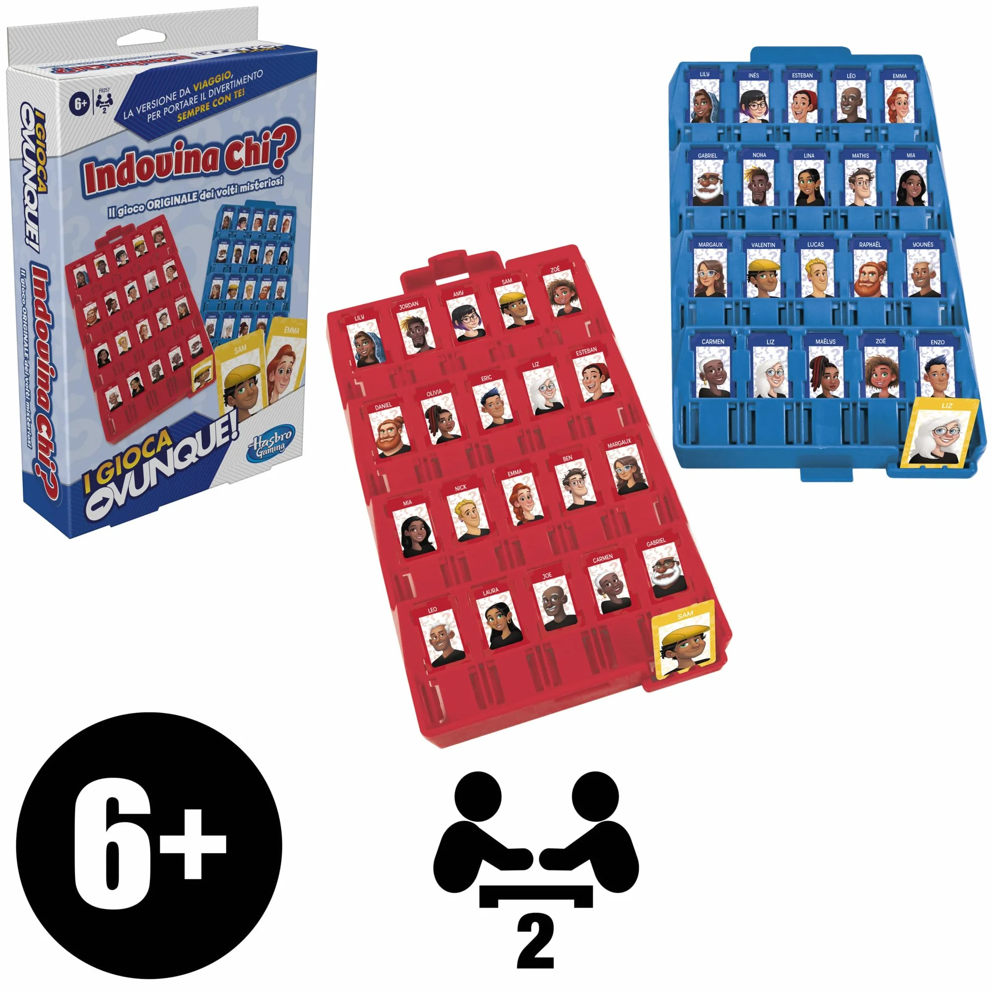 Hasbro Gaming Adivina quién? Juego portátil Caras misteriosas acertijos 2 Jugadores 6 años