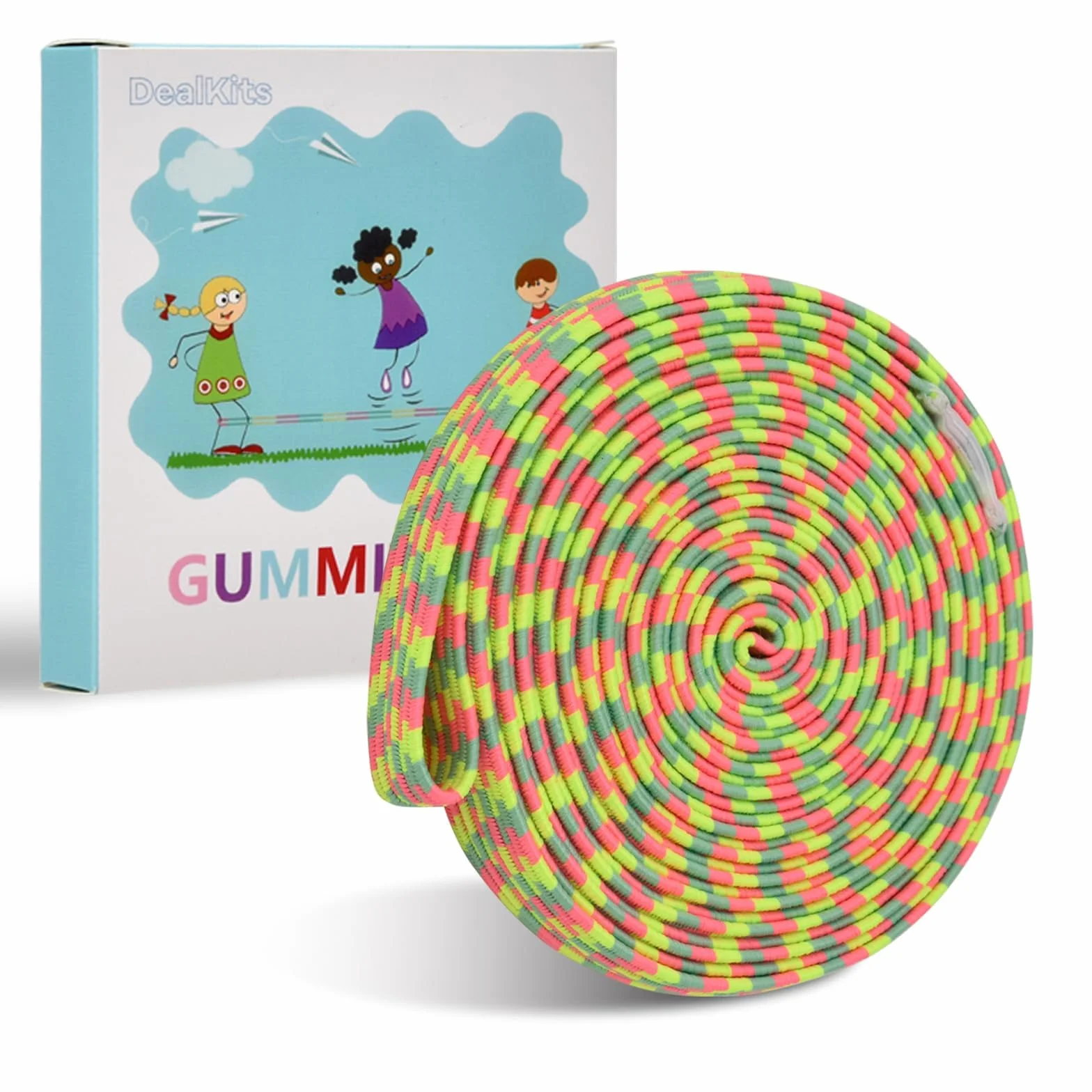 DealKits Gummitwist Juego de cuerda de saltar para niños 4 m