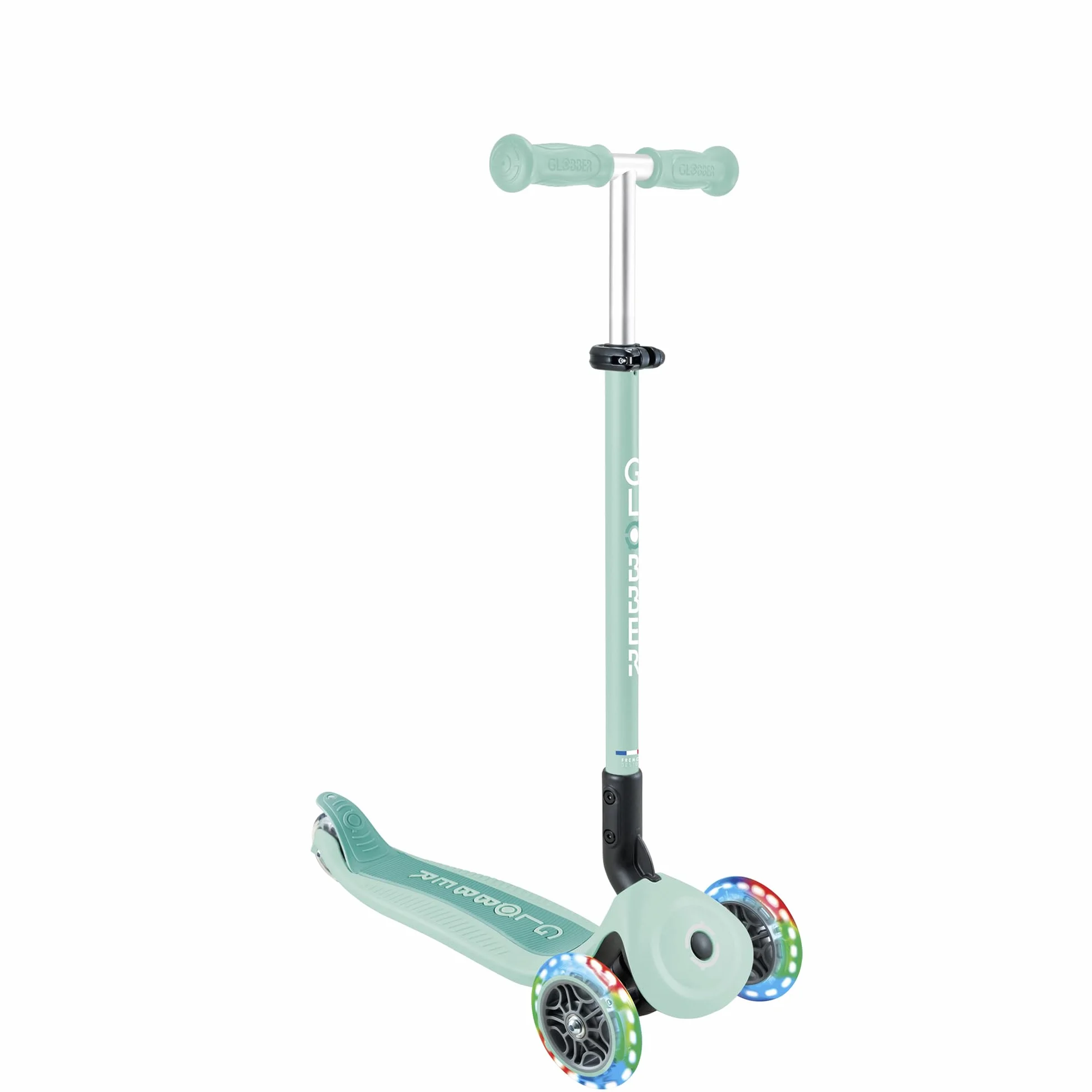 Globber GO UP Active Luces, Patinete evolutivo de 3 Ruedas con Luces para niños de 15 Meses a 9 años, Verde Menta