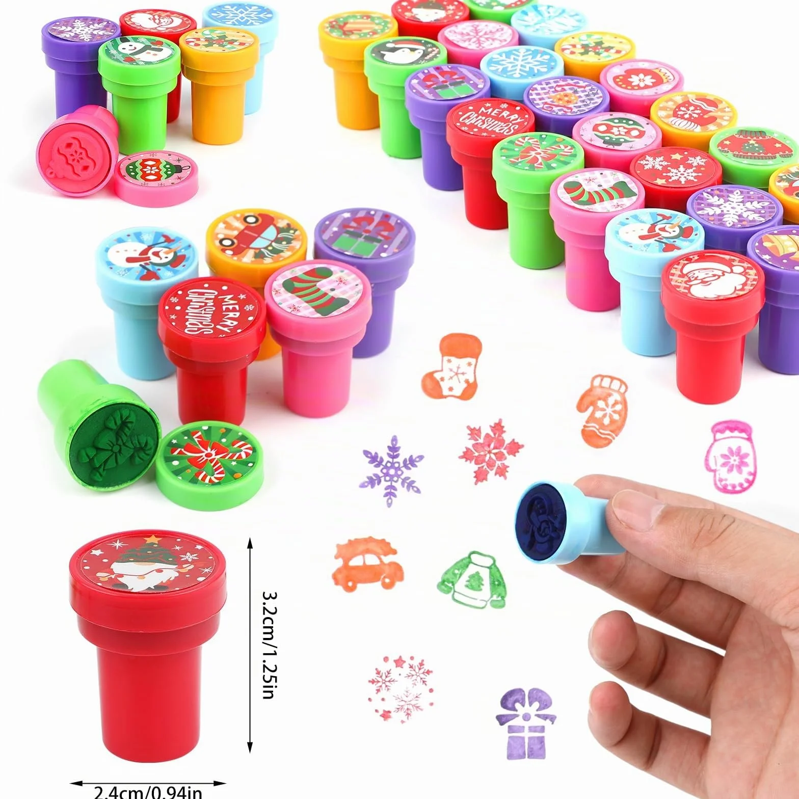 Sellos Navideños para Niños, 30 Piezas de Sellos de Juguetes, Sellos Autoentintables para Niños, Juego de Sellos para Bolsas de Fiesta de Navidad, Regalos de Fiesta, Juguetes Navideños