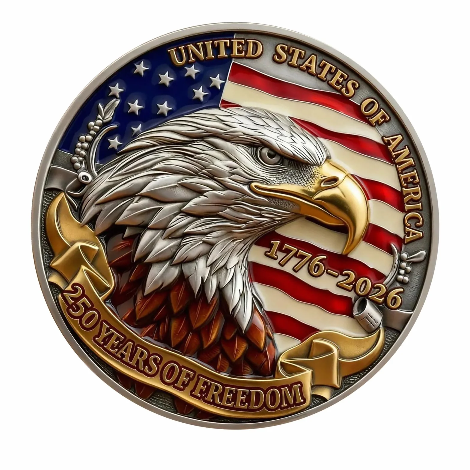 Moneda de artefacto histórico que conmemora los 250 años de independencia de Estados Unidos con emblemas nacionales, medallas coleccionables de regalo de EE. UU