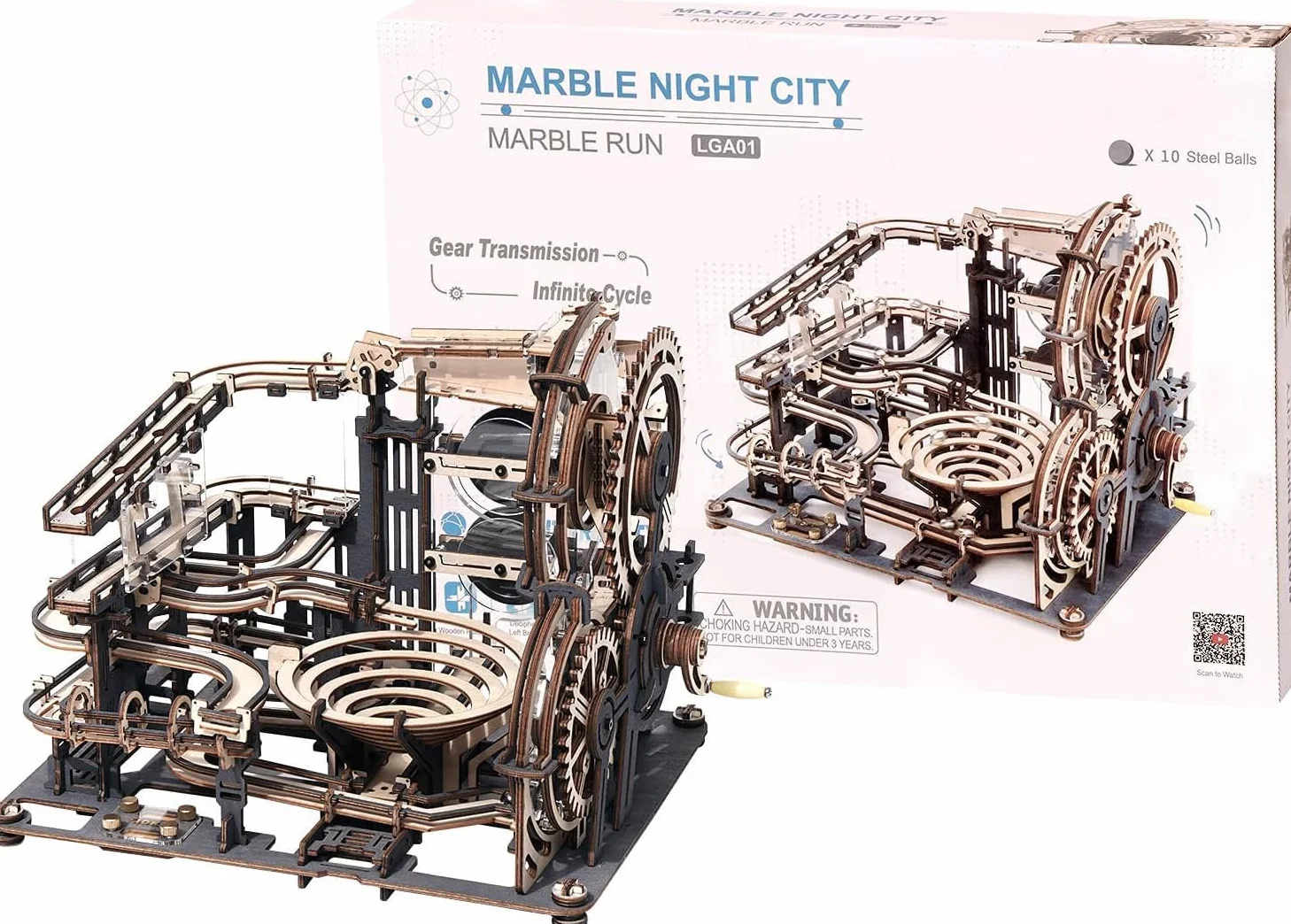 ROBOTIME Marble Run 3D Maquetas Madera Modelo De Kits para Adultos para Laser Cut Puzzle Construir Montar Construcción Artesanía Jigsaw Cumpleaños o Día de los Reyes Magos Ciudad Noche