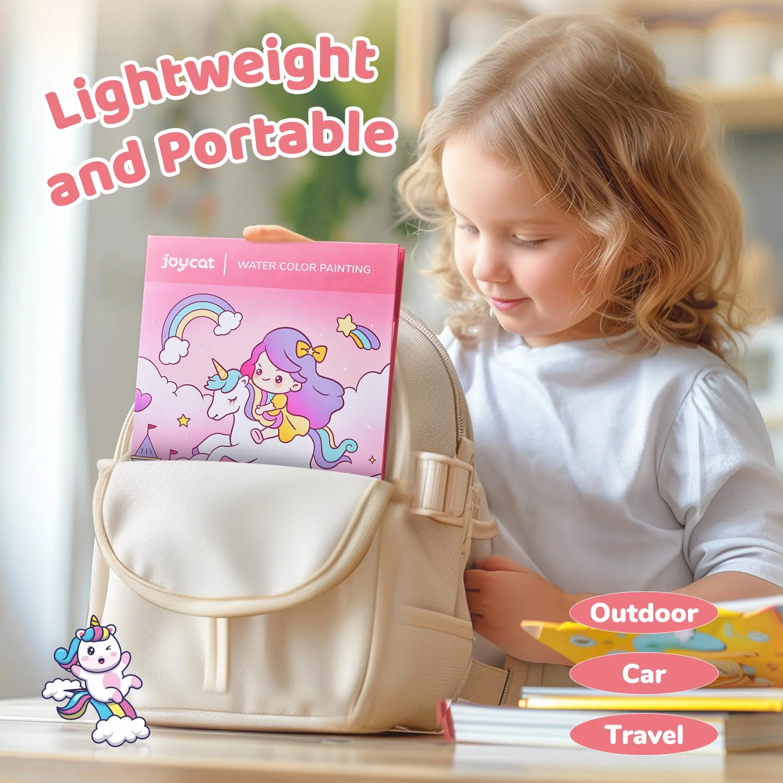 JoyCat Libro para colorear con acuarelas para niños pequeños a partir de 3-8 años, juego de acuarela para arte y manualidades, juguete educativo como regalo de cumpleaños para niños y niñas