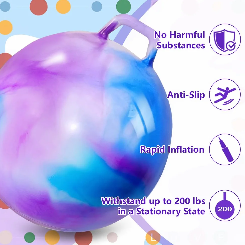 45 cm Pelota de Salto, Pelotas de Tolva de Rebote con Asa, Pelota saltarina Hinchable, para Niños 3 a 12 años Saltar Jardín Actividades Exterior Juego Ejercicio (Azul-Morado)