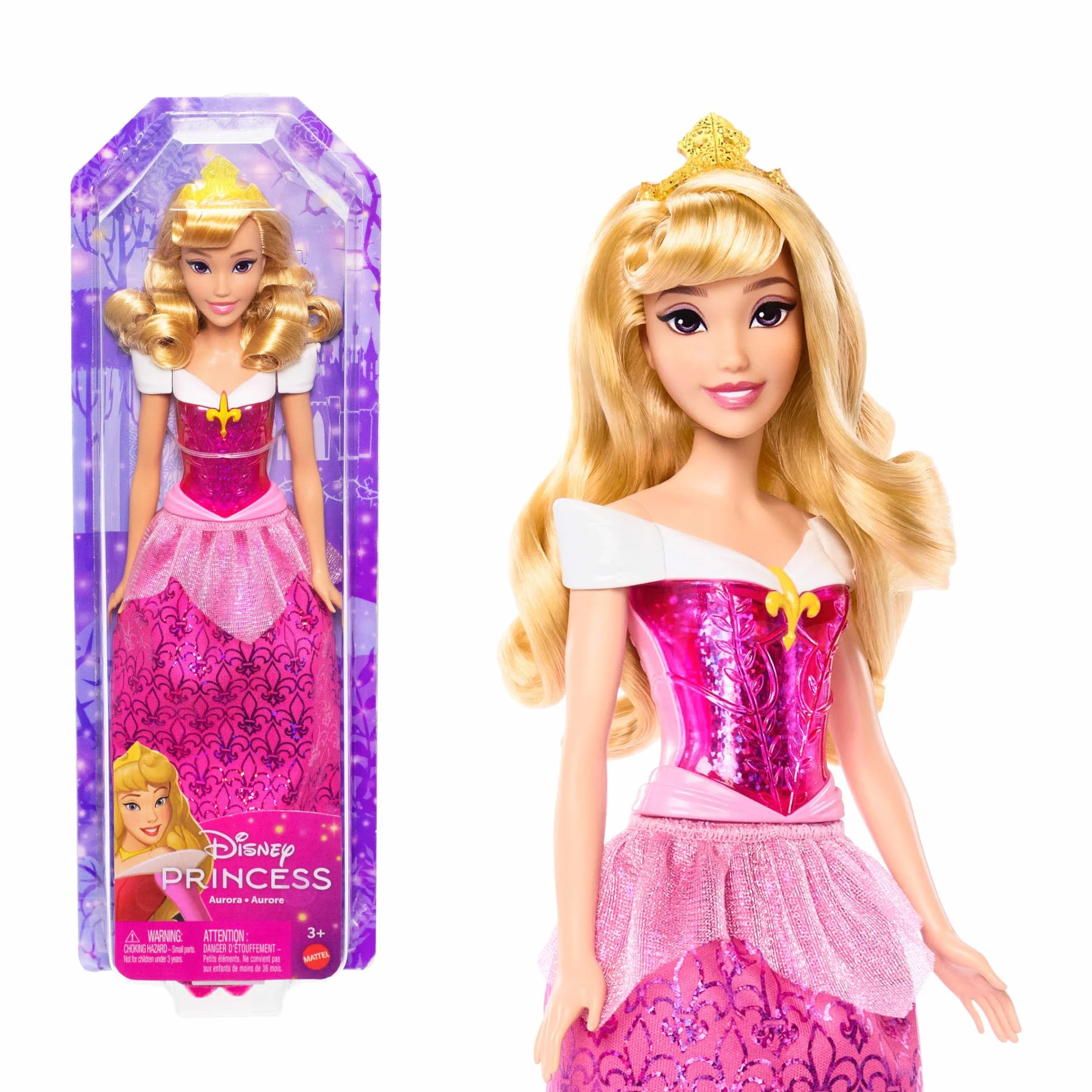 Mattel Disney Princess Aurora Muñeca princesa película La bella durmiente, juguete +3 años (HLW09)