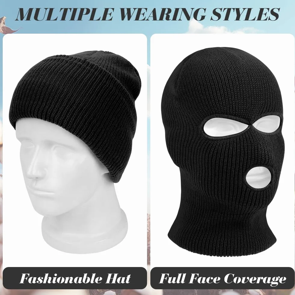 Pasamontañas 3-Agujeros 2-Agujeros Balaclava Punto de Invierno Cubierta Facial cálida Gorro de Esquí