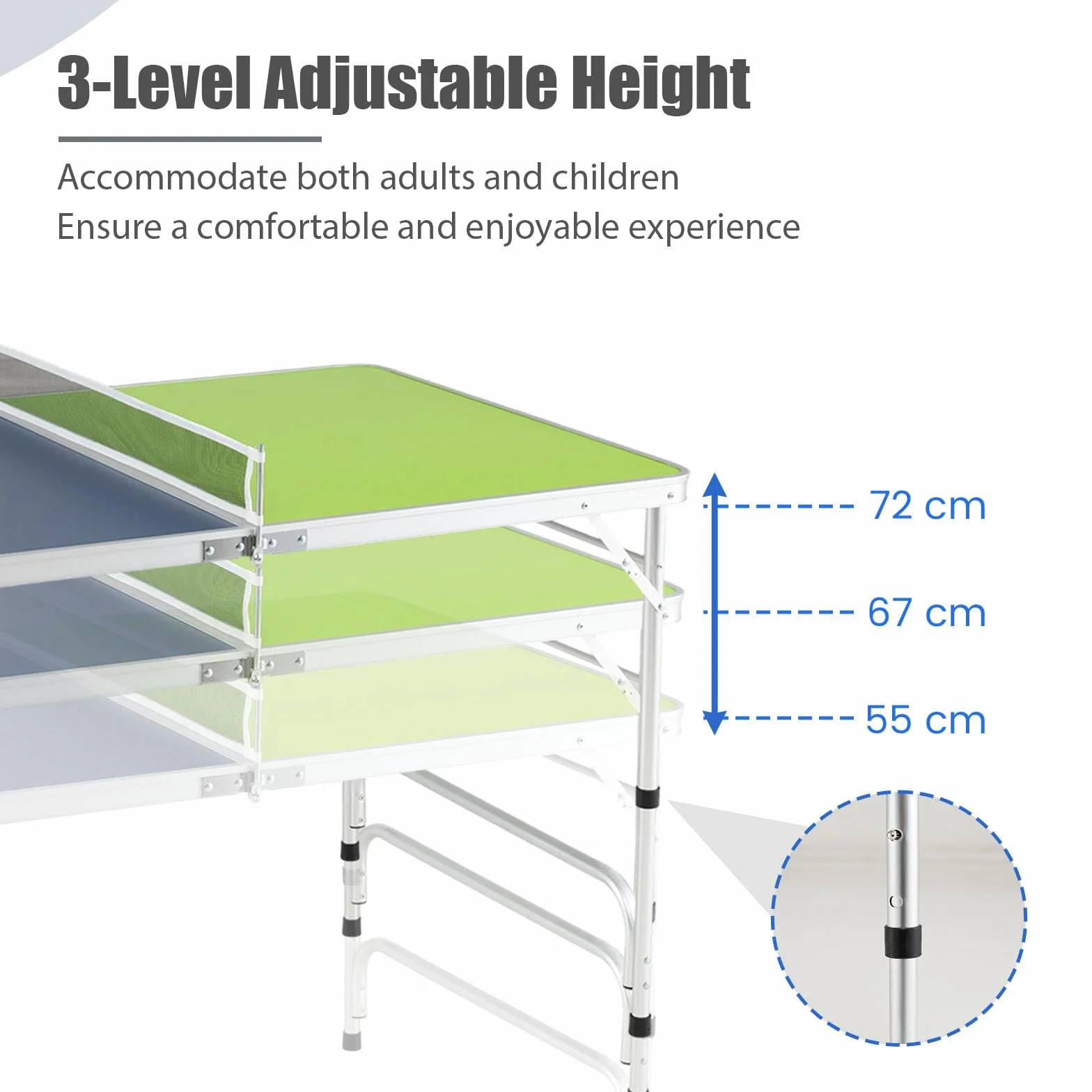 LIFEZEAL Mini Mesa de Ping Pong Plegable, 120x76 cm, Altura Ajustable 3 Niveles, Juego Completo con Raquetas y Pelotas
