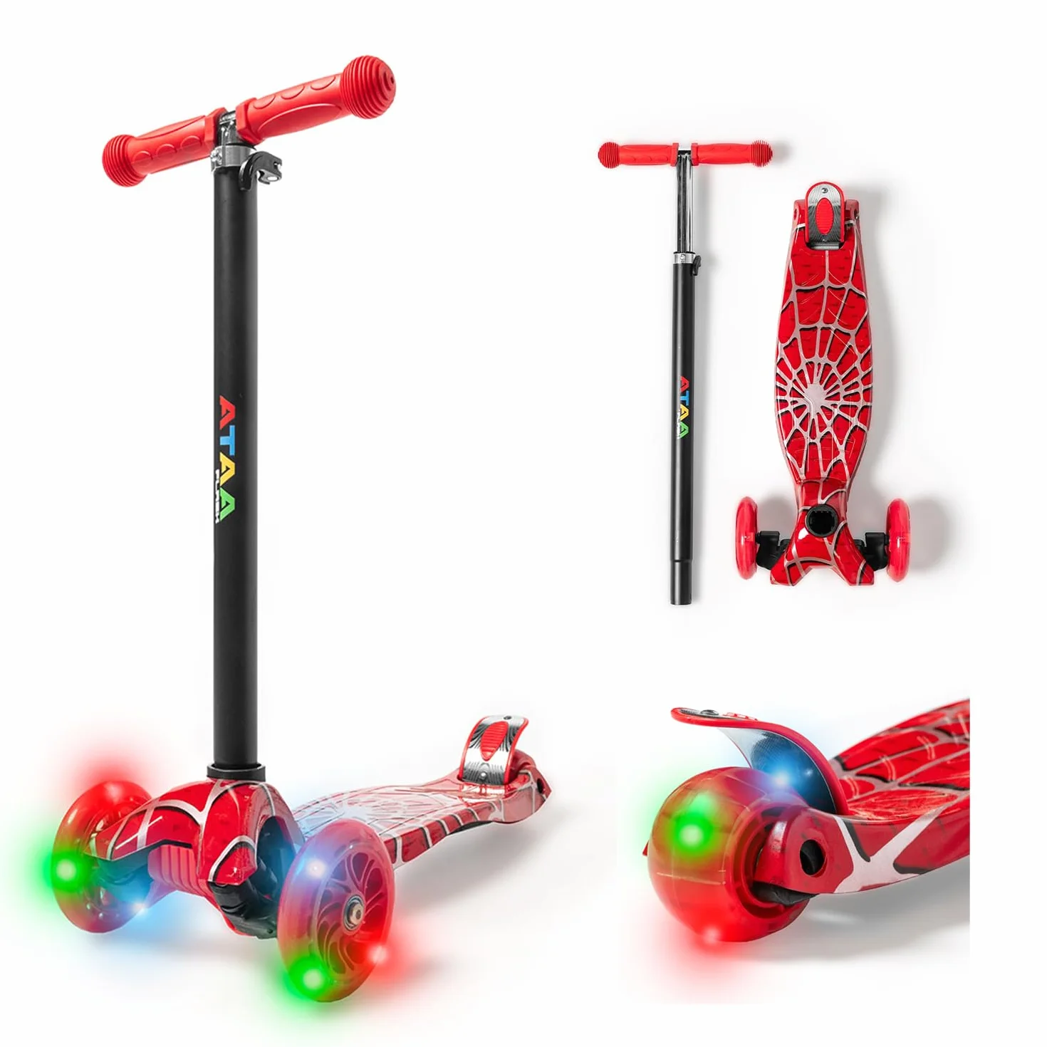 Patinete de 3 Ruedas ATAA Flash -Patinete para niños de 3 Ruedas, Patinete Infantil con Luces, Patinete de 3 Ruedas con Manillar Ajustable, Giro por Gravedad, Patinete de 2 a 9 años