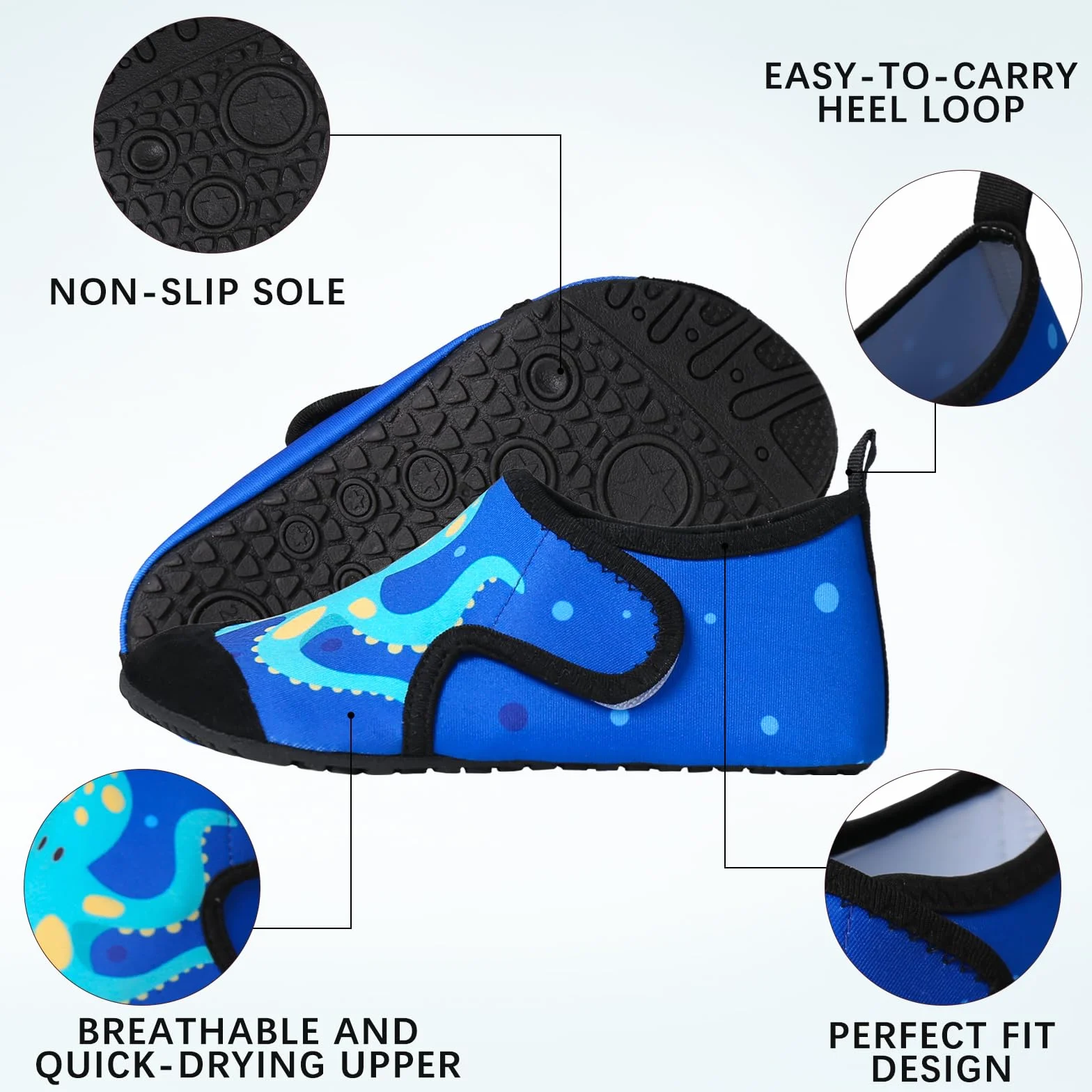 Calcetines de Piscina Bebe, Zapatos de Playa para Niños con Suela Gruesa Antideslizante Flexible Transpirable 22-35EU