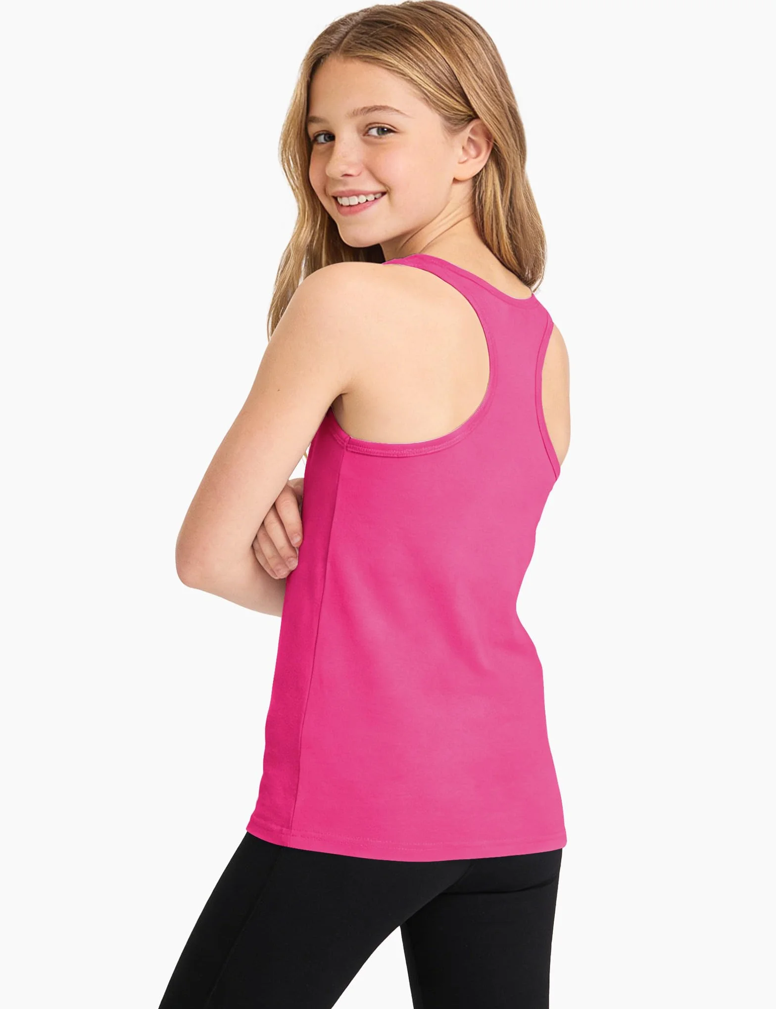 Auranso Camisetas sin mangas para niñas espalda cruzada algodón paquete de 3