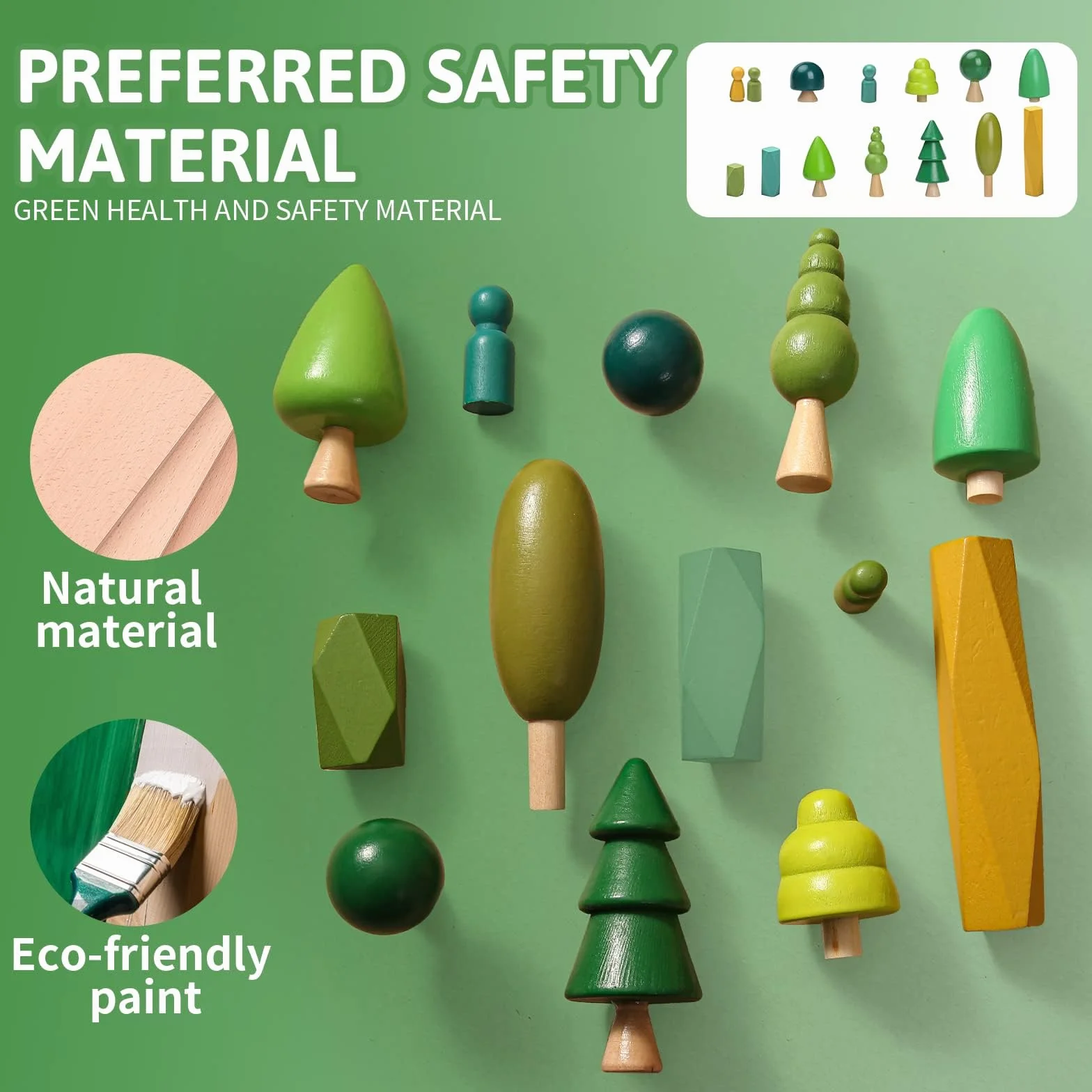 OESSUF 14 PCS Juguetes de Madera - Decoración de Árboles de Madera Juguetes Montessori, Varios Tamaños Árboles Bosque Decoración Rústica para la Decoración del Hogar y la Habitación de los Niños