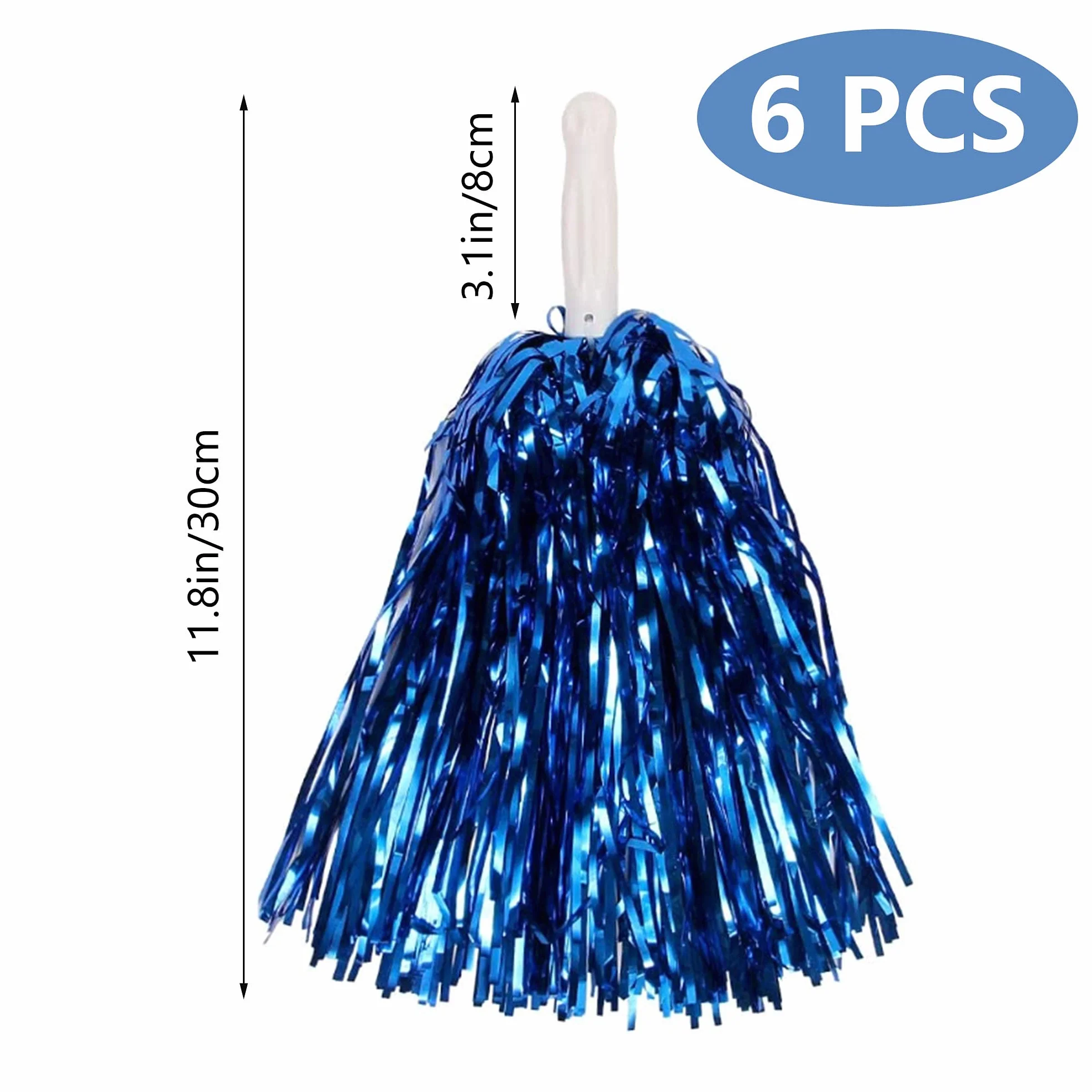 Cheer Leader Poms Bright Metallic Cheers Ball Squad Pompons Hand Flower Spirit Cheering Pom Sports Games Team 6 PCS