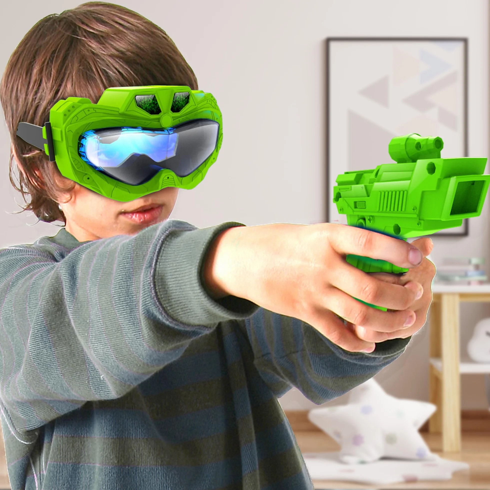 PLAY FUN BY IMC TOYS Alien Vision, Juego Interactivo con Máscara 3D y Pistola Láser, Diviértete Eliminando Aliens y Superando Niveles, Juguete Regalo para Niños y Niñas de+5 Años