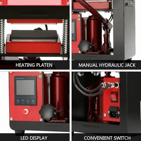 Máquina hidráulica del calor de la prensa de la colofonia de 5 toneladas con el temporizador del LCD 0-250C para la extracción de flores de estampado en caliente de las bolsas de cuero de la PU Contro