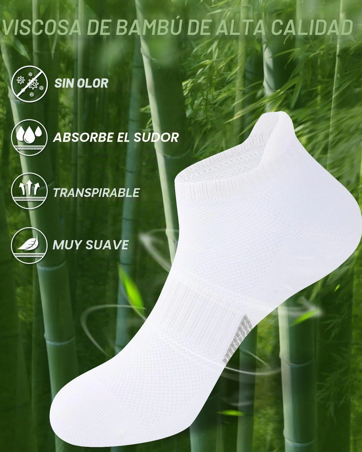 Calcetines Deportes de Bambú para Mujer 6 Pares Calcetines Cortos Running Transpirables Tobilleros