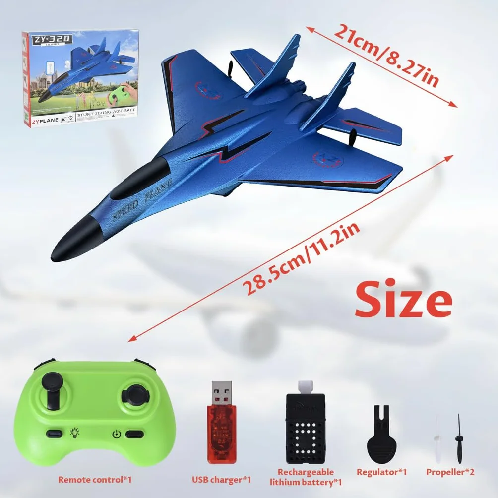 Avión RC de 2 Canales, 2,4 GHz Avión Teledirigido con Carga USB, Iluminación Fría, Planeador Volante a Distancia, Fácil de Volar para Niños y Principiantes