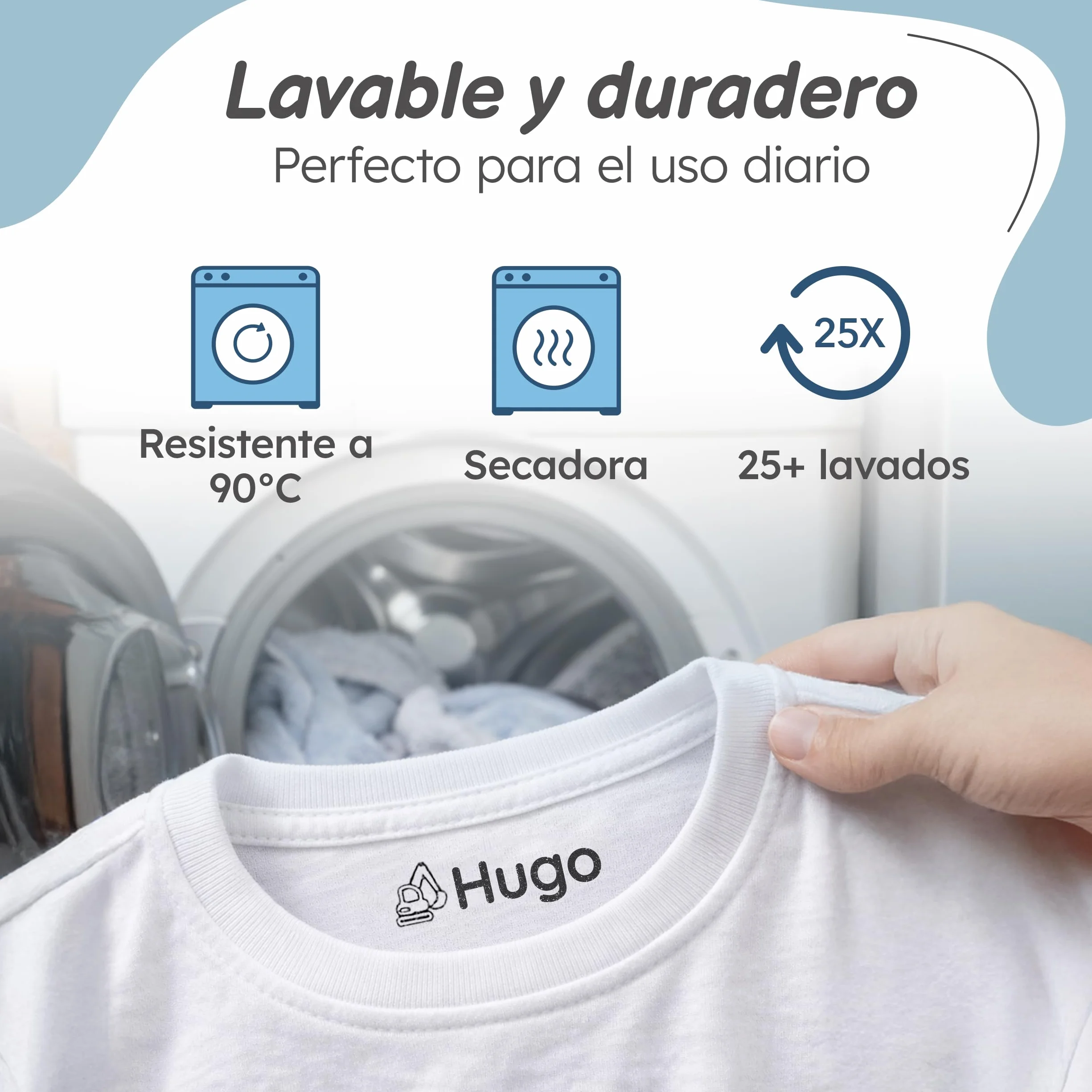 Sello Ropa Niños Personalizado - Para Tejidos, Objetos y Papel - Marcador Ropa Niños resistente al Lavado, Ideal para la Guardería y el Colegio