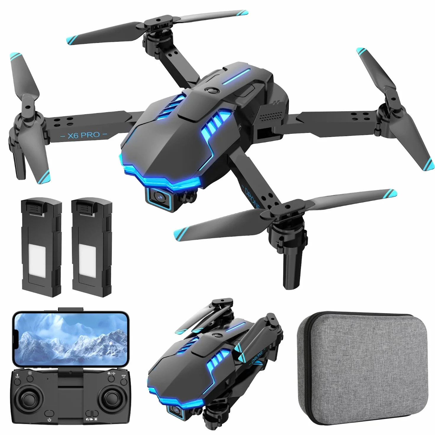 Dron con Camara 1080P para Niño y Adultos RC Quadcopter con Motor sin Escobilla Drone FPV para Principiantes con 30min de Vuelo/Altitud Retención, Juguete para Niño Regalos Cumpleaños (Grey)