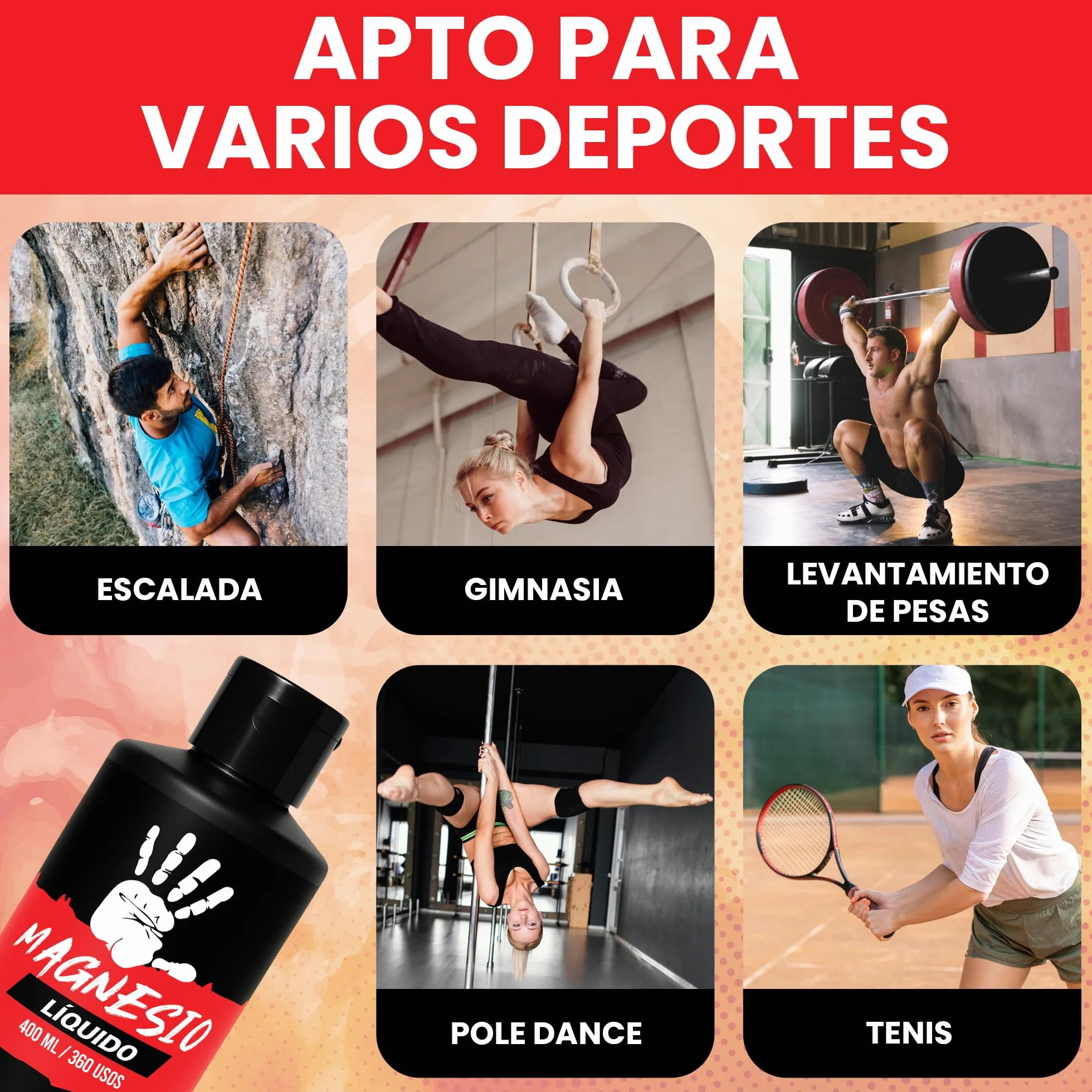 Magnesio Líquido 400ml Chalk Profesional Agarre Crossfit Escalada Calistenia Halterofilia