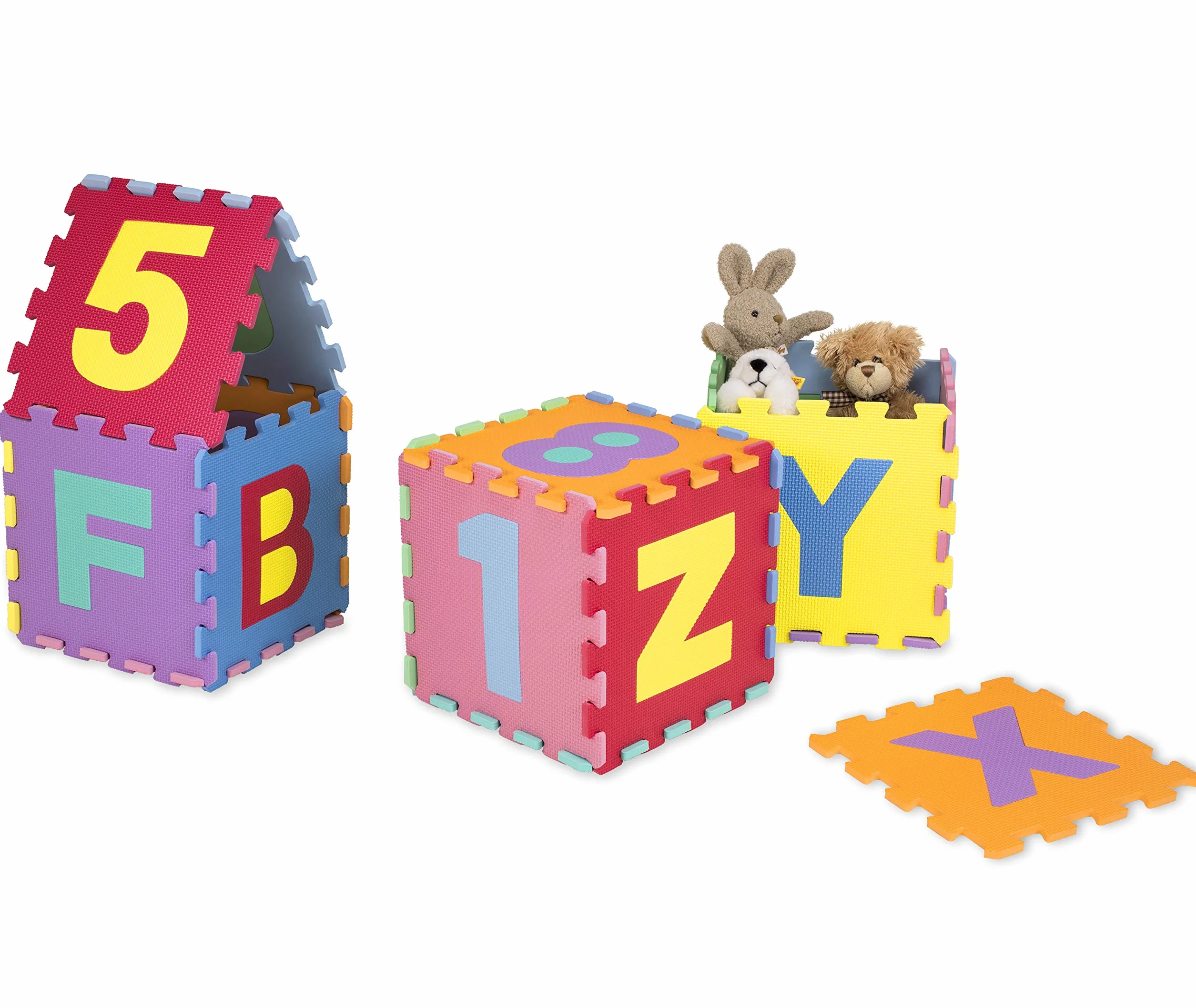 KIDUKU Alfombra Puzle para Niños 36 Piezas EVA con Números y Letras 31,5x31,5 cm