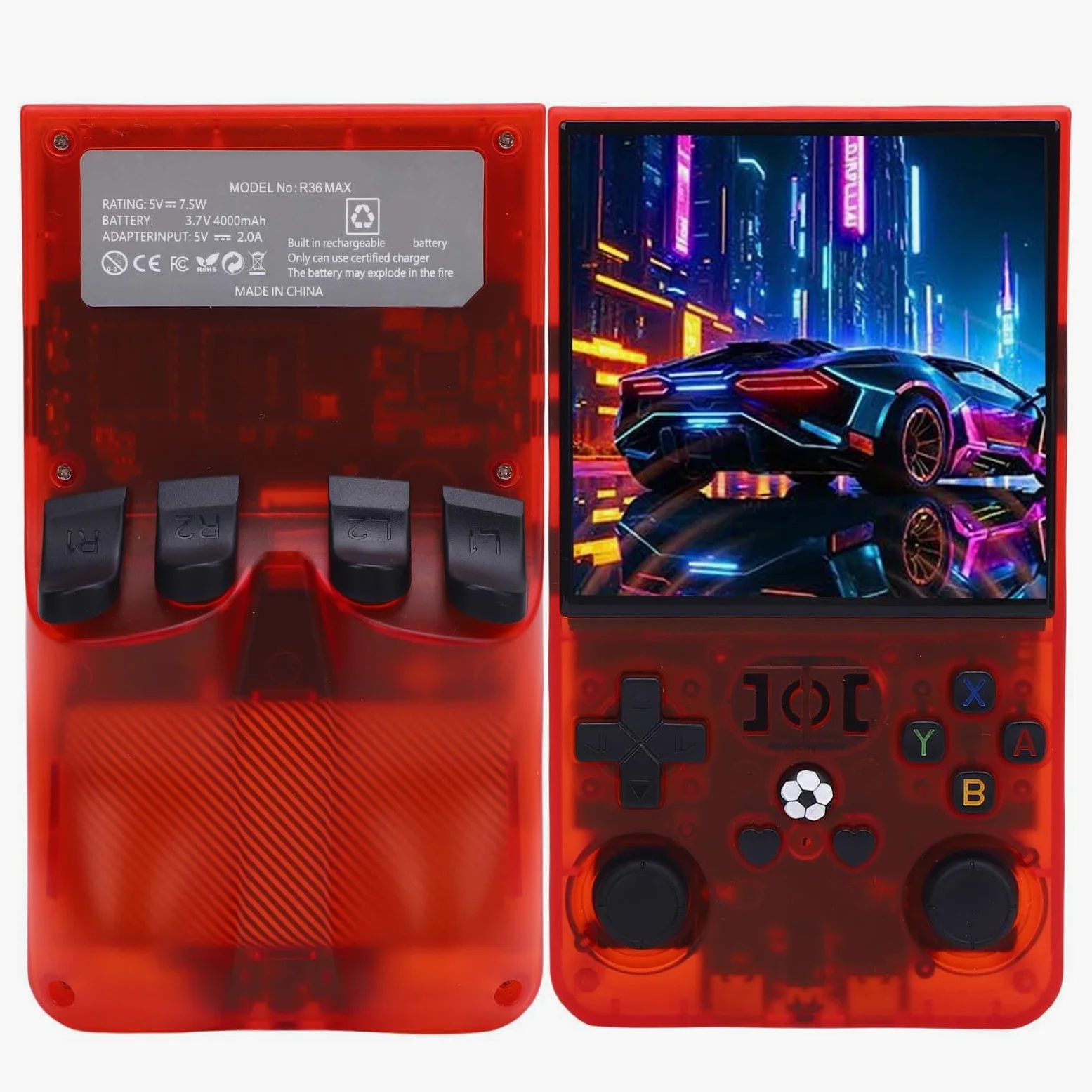 Generic Consola de Juegos Retro Portátil Rendimiento Potente con Batería de 4000 MAh Rojo para Viajeros Consola de Videojuegos Portátil Pantalla de 4 Pulgadas 720x720 (128G)