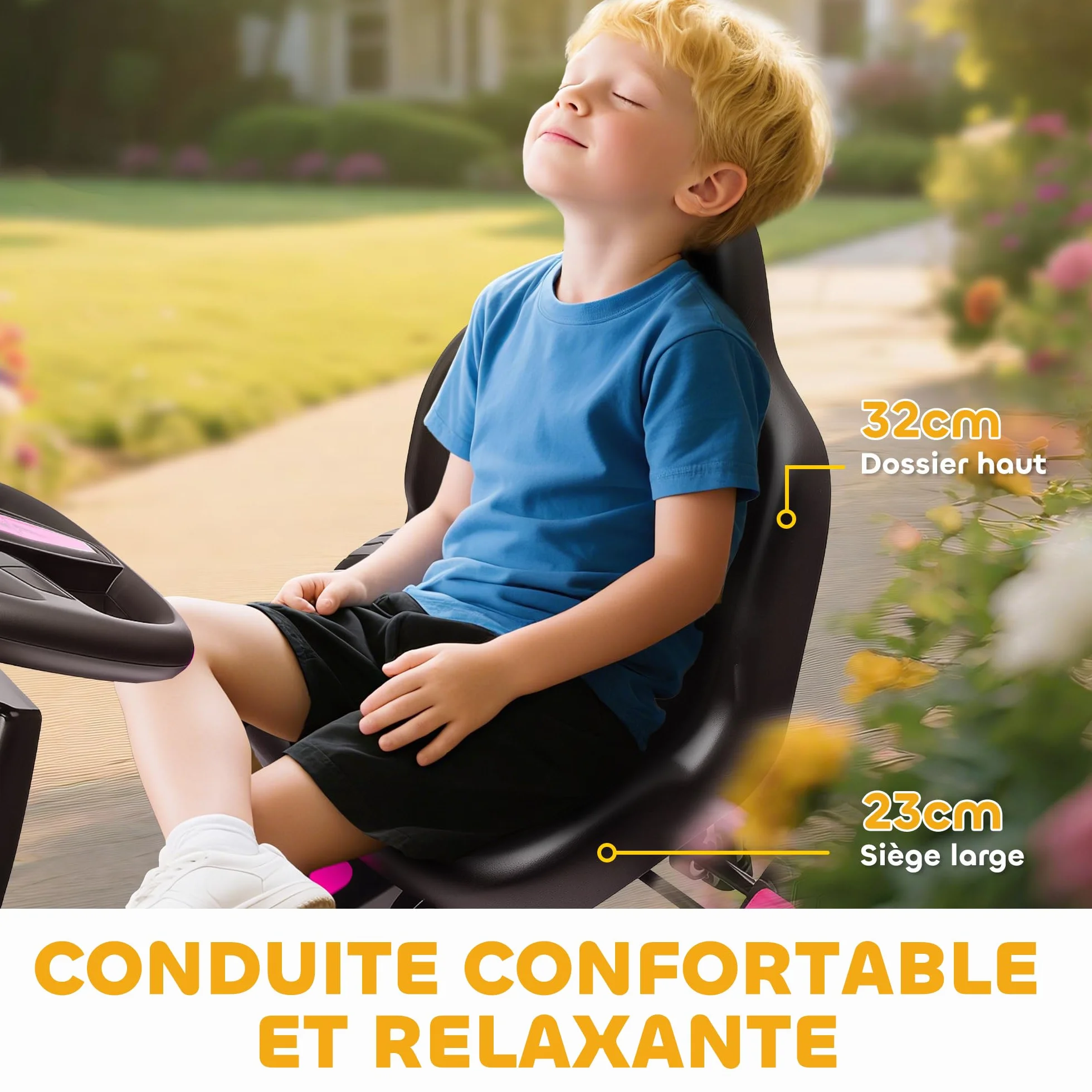 AIYAPLAY Kart a pedales para niños, karting infantil con embrague automático, freno, ruedas de EVA antideslizantes, avanzar y retroceder, coche a pedales para niños de 3 a 6 años, rosa