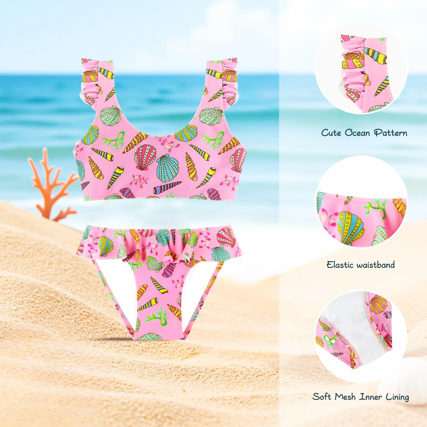 Traje de Baño para Niñas Conjunto de Bikini de Dos Piezas Sets Tankini 2-14 Años