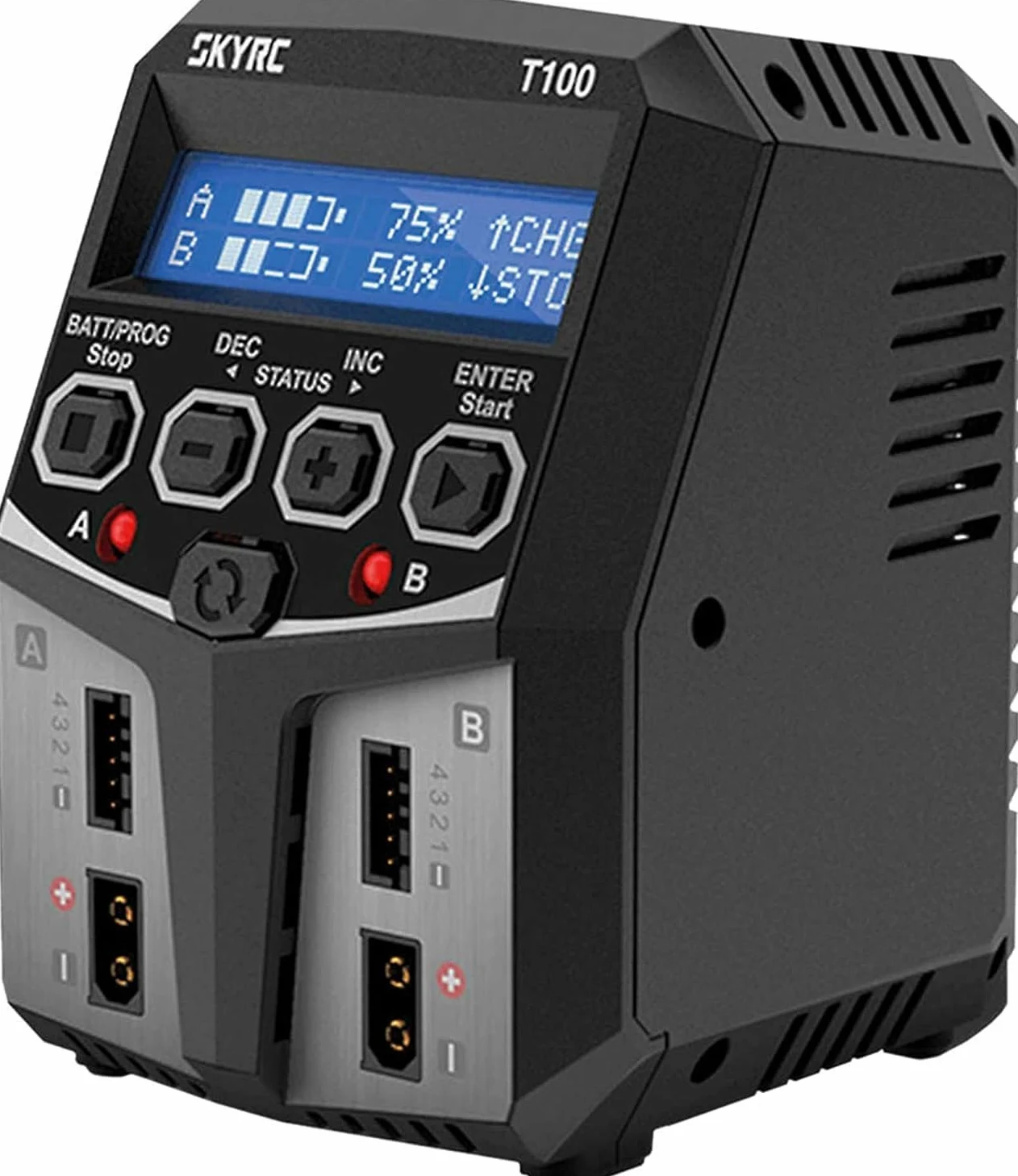 Cargador de balanceador Lipo Batería, SKYRC T100 100W 5A AC Dual Dos Canales XT60 descargador para baterías de Life LiHV Li Ion 2S, 3S, 4S, 6S 7S 8S AGM NiCd NiMH PB (6V/12V) Parada del Temporizador