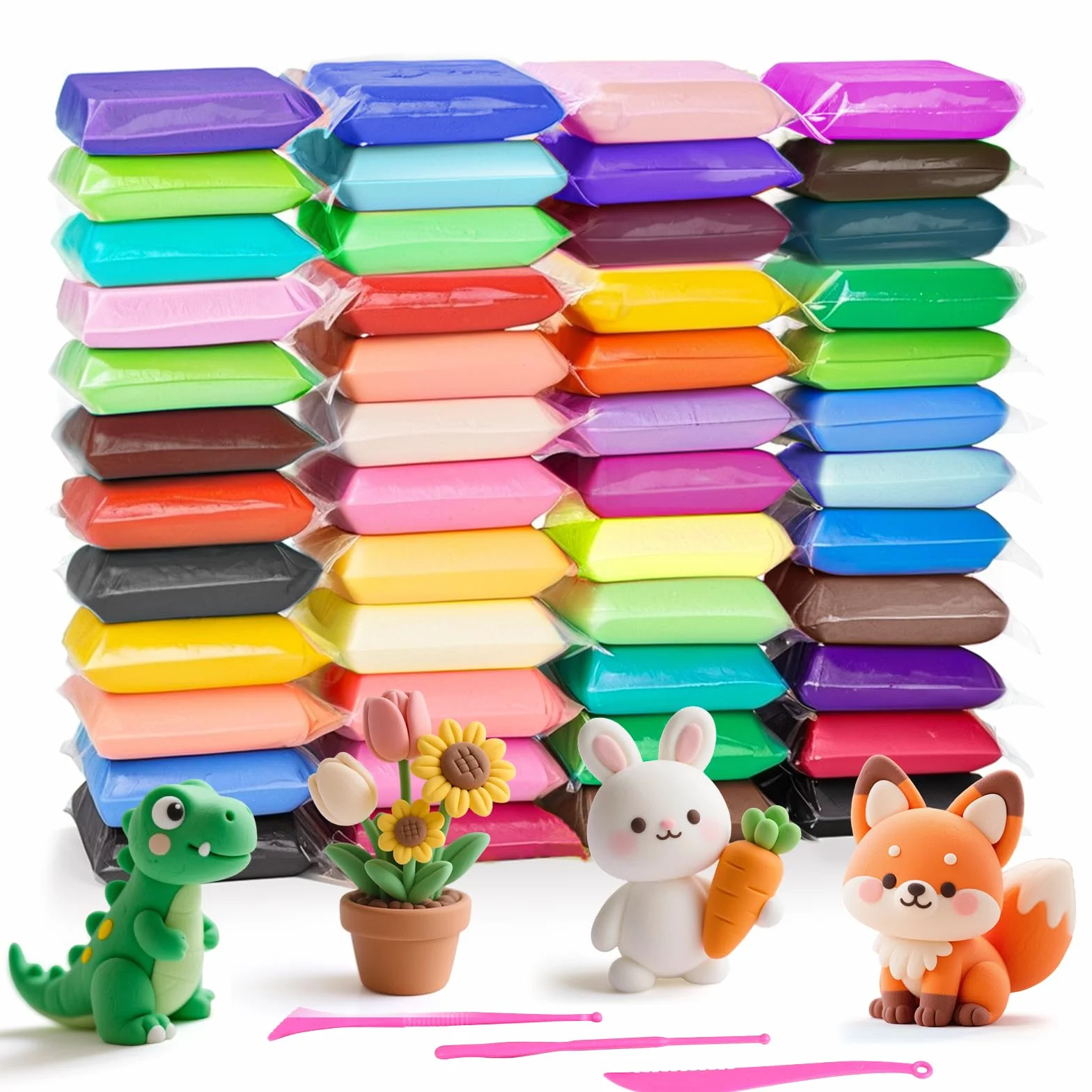 48 Colores de Arcilla Secado al Aire, Arcilla Polimérica Secado al Aire, Pasta Modelar Secado al Aire, Arcilla de Colores para Niños, Regalo para Niños y Niñas de 3-12 Años