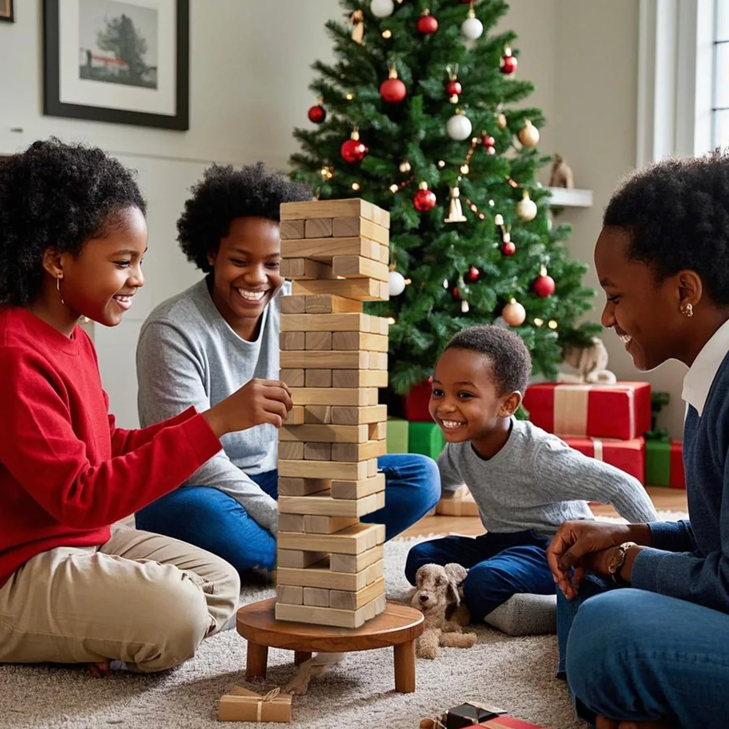 Torre de volcar de madera - Juego apilable - 54 piezas - Juegos de exterior para la familia - Gran tamaño - 54 piezas