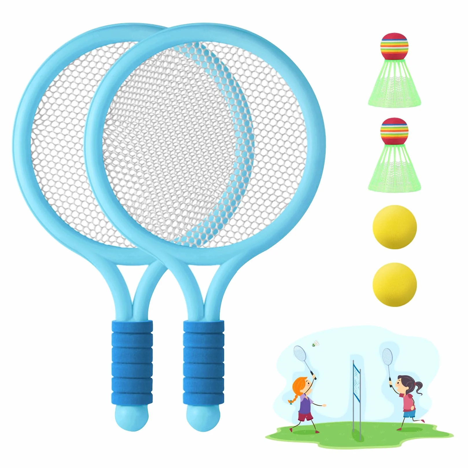 Completo Set de Bádminton 2 Raquetas para Niños + Volantes Juego Deportivo