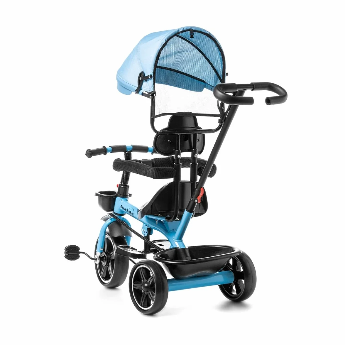 ATAA Triciclo Infantil Baby ERUM Azul con Mango Regulable Cesta reposapies Ruedas antipinchazos y Asiento ergonomico 360º