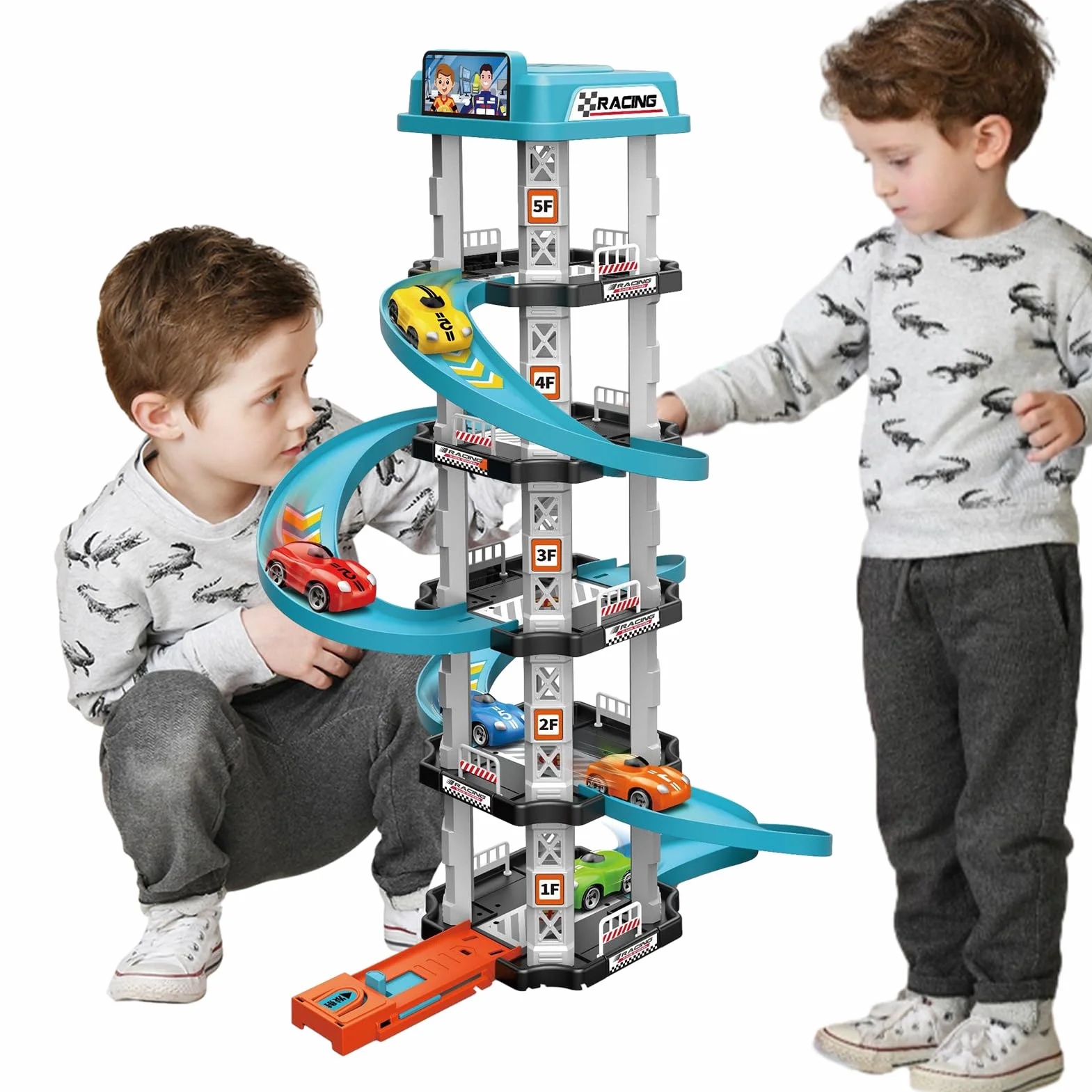 Pista De Garaje para Coches, Juego De Estacionamiento En Espirale, Vehículo De Tráfico Interactivo para Niños Y Niñas, Juego De Pistas De Garaje para Coches De, Garajes De Vehículos De Juegos