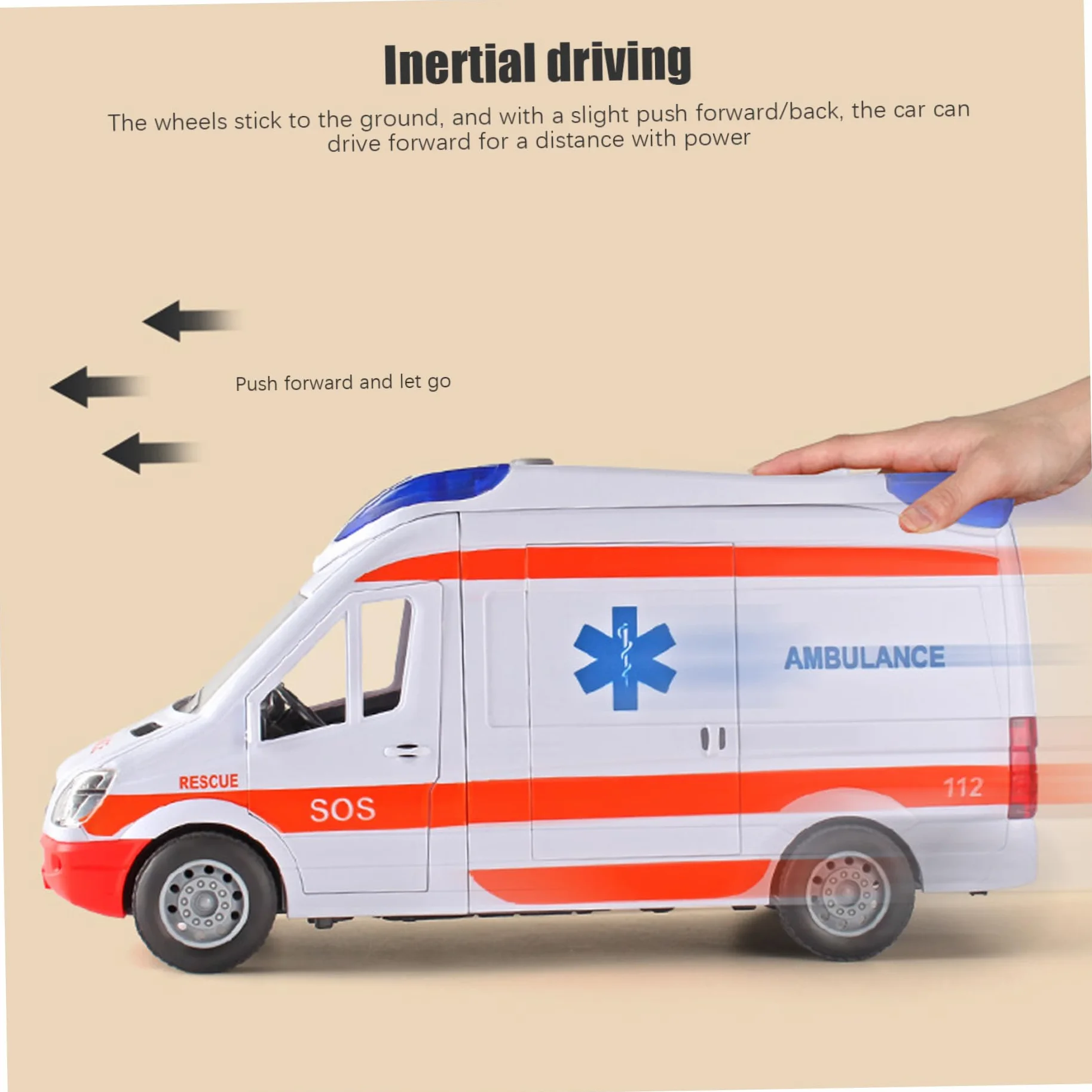 1pc Ambulance Juguete con Luces y Sonidos simulación Ambulancia de Juguete de batería con 5 Puertas Abiertas Vehículo de Juguete de inercia para niños Antimitaciones de 3+ cumpleaños