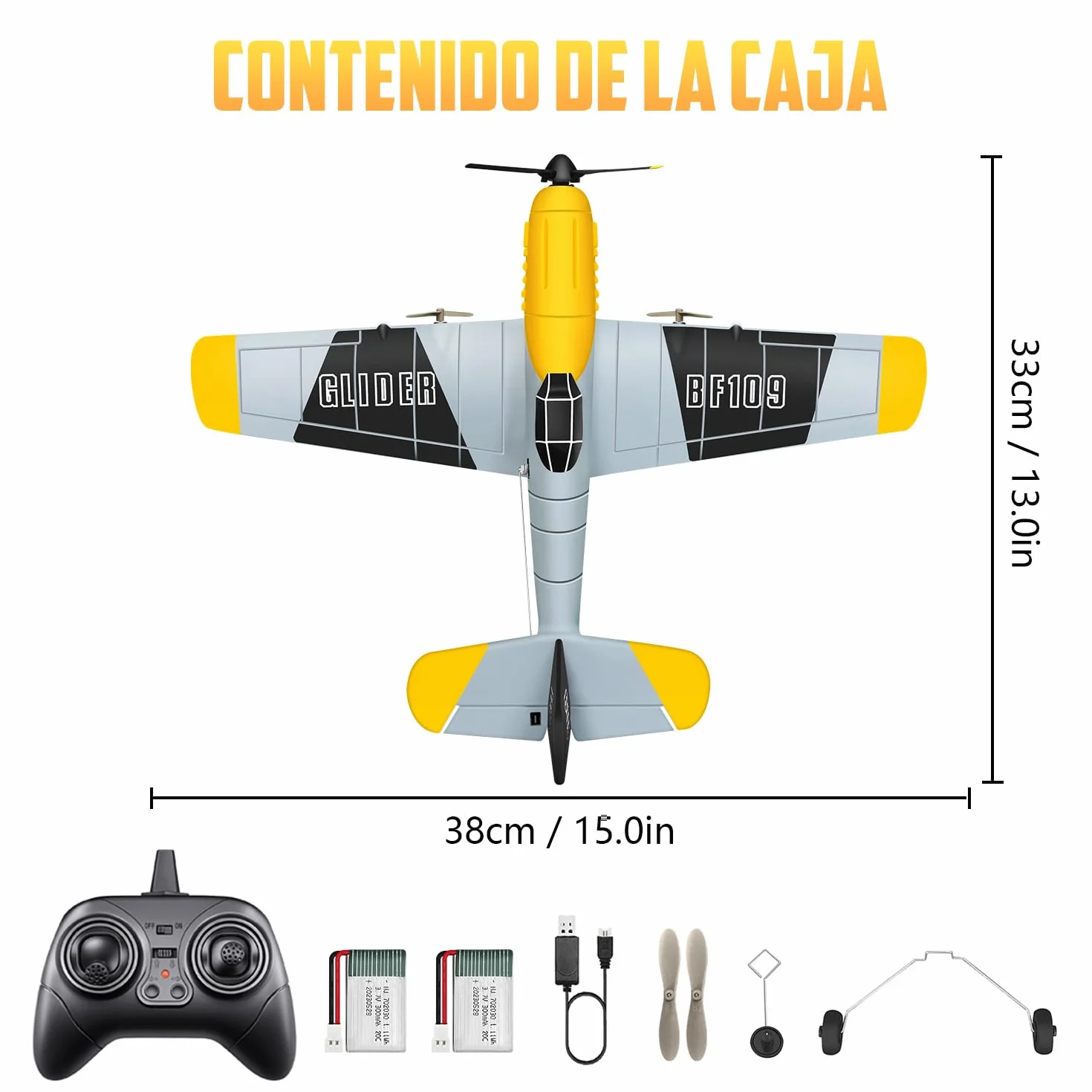HAWK'S WORK 3 Canales RC Avión BF-109, Avión Teledirigido Listo para Volar, 2.4GHz Estabilizador Giroscópico de 6 Ejes, Fácil de Volar para Niños y Principiantes