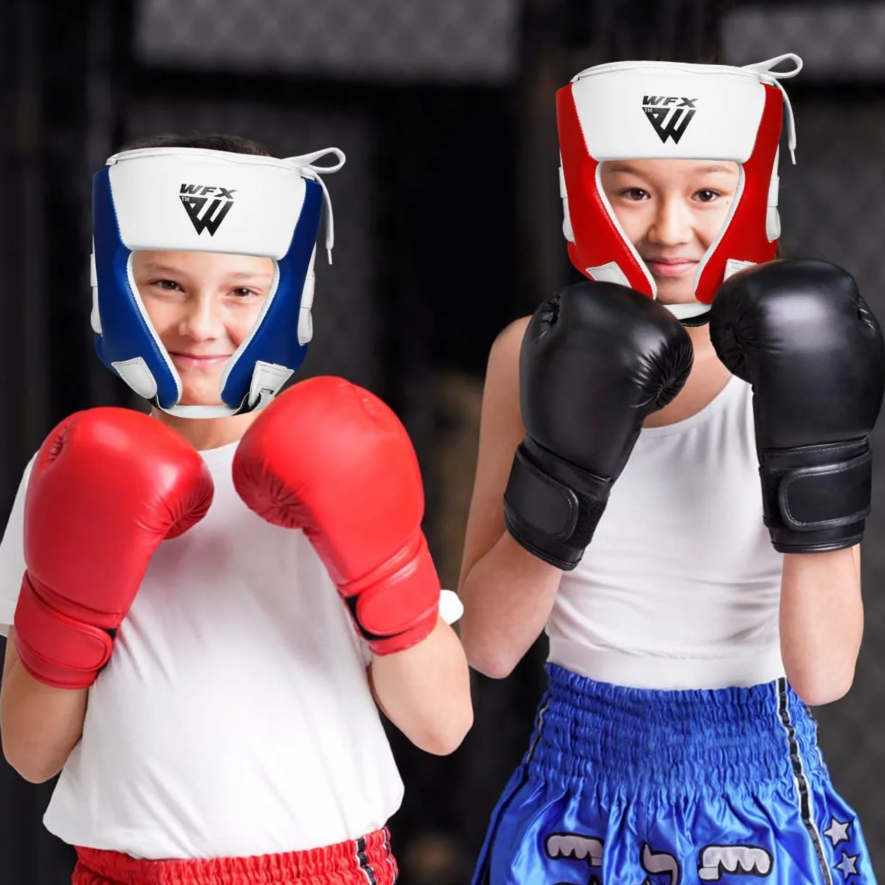 WFX Protector de cabeza para niños boxeo artes marciales kickboxing cuero Maya Hide casco sparring