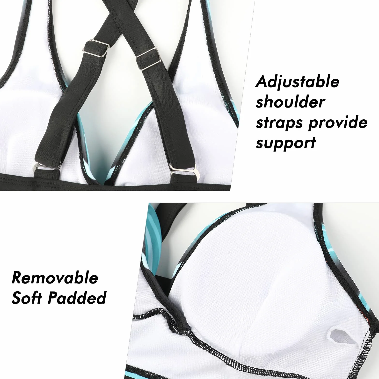 Adigaber Traje de Baño Mujer Estampado Floral Cuello en V Dos Piezas Bikini Cintura Alta Control Vientre