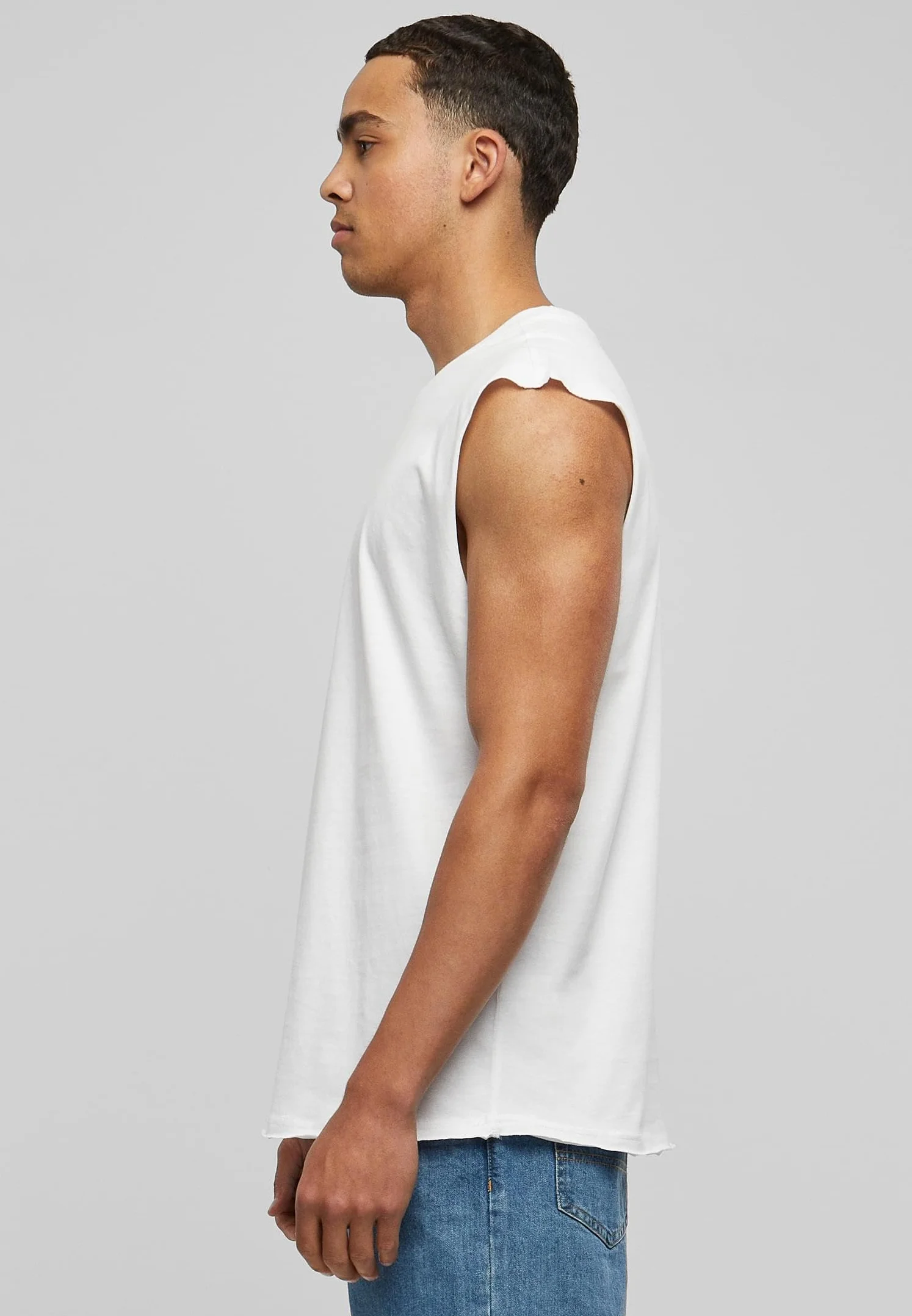 Urban Classics Open Edge Sleeveless Tee Hombre Camiseta Negro
