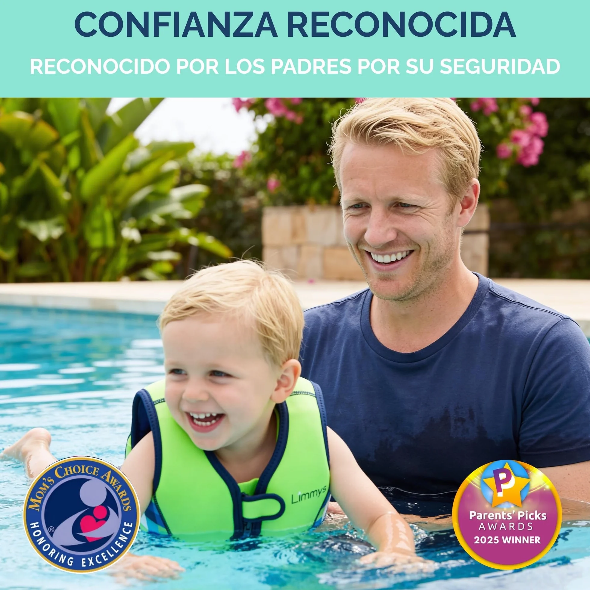 Chaleco de Natación Limmys para Niños – Sistema de Flotación Ajustable de 8 Paneles, Certificado CE, Neopreno Suave