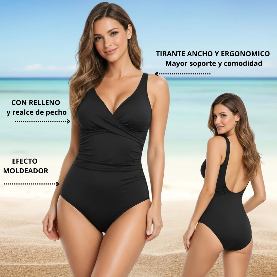 Bañador Mujer con Almohadilla Realce de Pecho Ajuste Cómodo