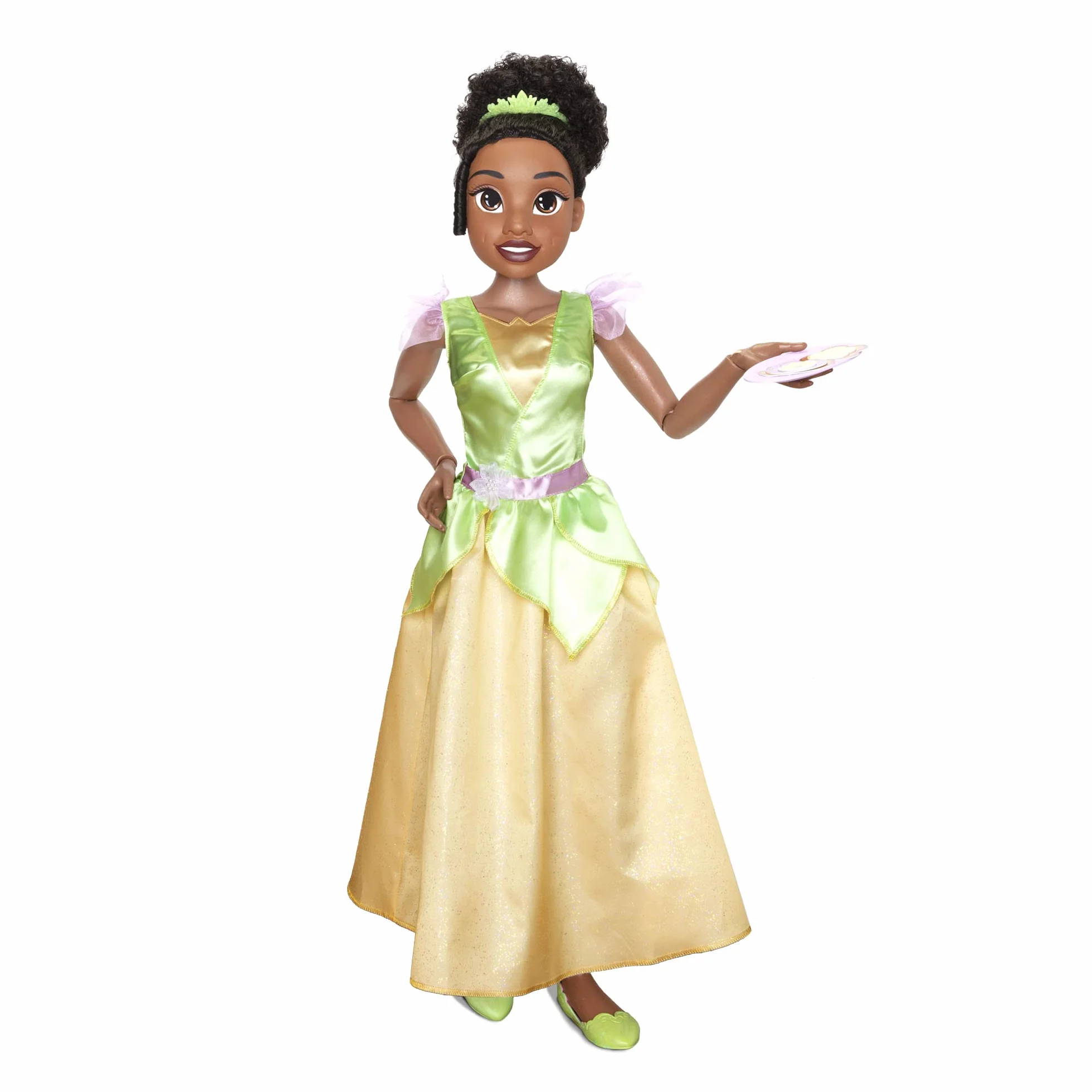 Princesas Disney – Mi Amiga Tiana de 80 cm con hasta 11 Puntos de Articulación – La Muñeca Viste su Clásico Vestido de la Película – Juguete para Niña de 3 Años +