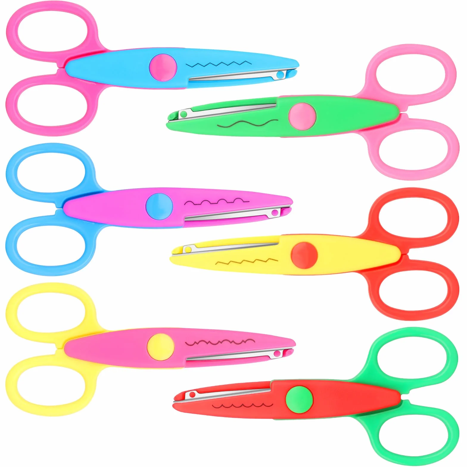 Tijeras para manualidades para niños, juego de 6 piezas, coloridas y seguras, varios diseños seguros para que los niños lo usen, Zig