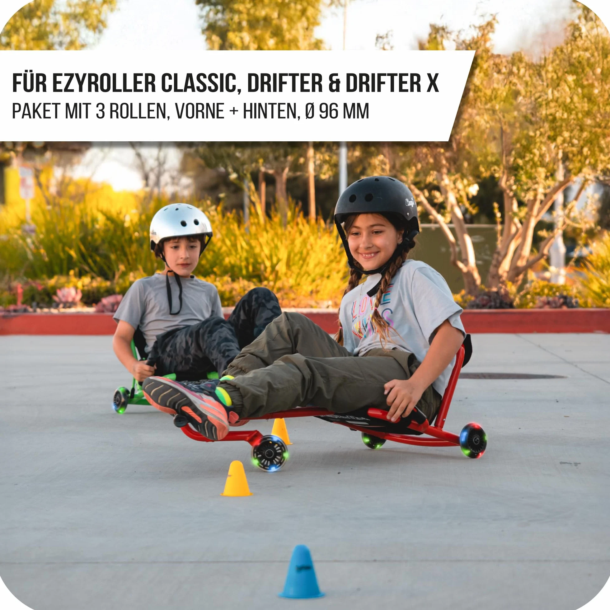 EzyRoller Juego de 2 ruedas LED de repuesto de 96 mm para Classic, Drifter o Drifter X