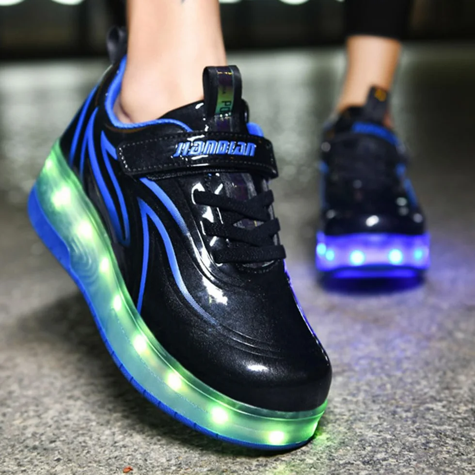 ENEN Zapatillas con Ruedas LED Recargables USB para Niños Patinaje 28-41 EU